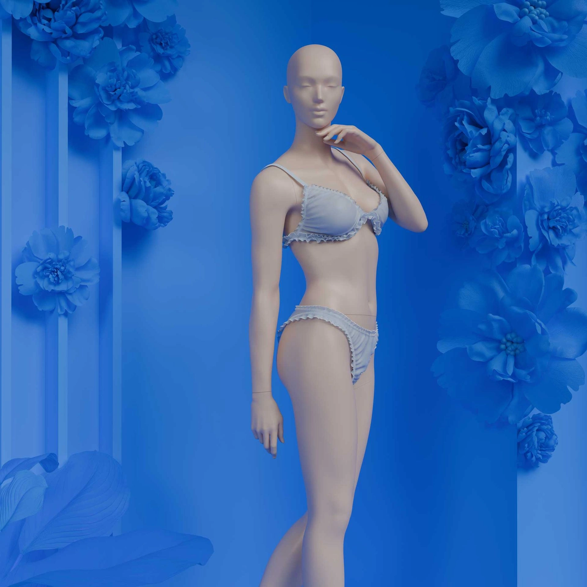 Lingerie mannequin dame B-cup huidskleur staande pose 04B 