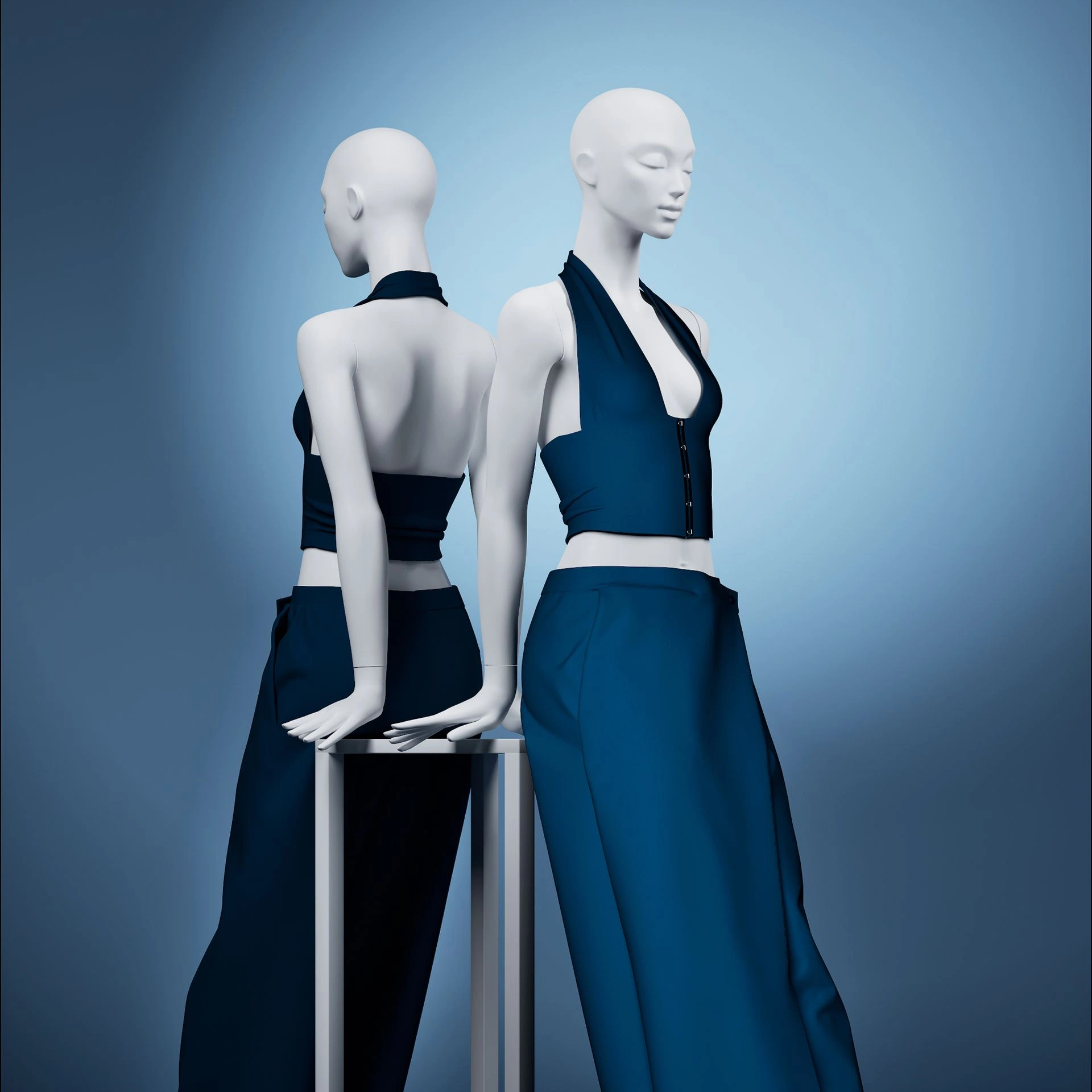 High fashion dames mannequin, wit mat, zittende pose 10