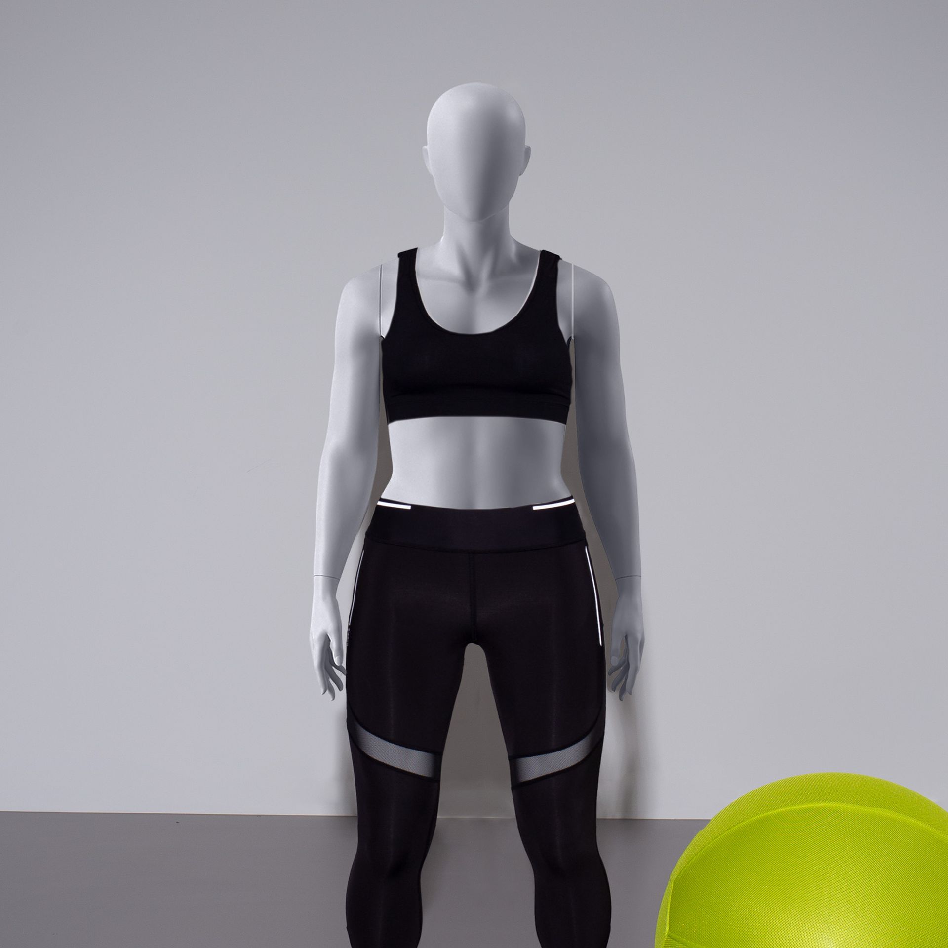 BINK - Volslanke sport dames mannequin, grijs, abstract hoofd, staande pose 19