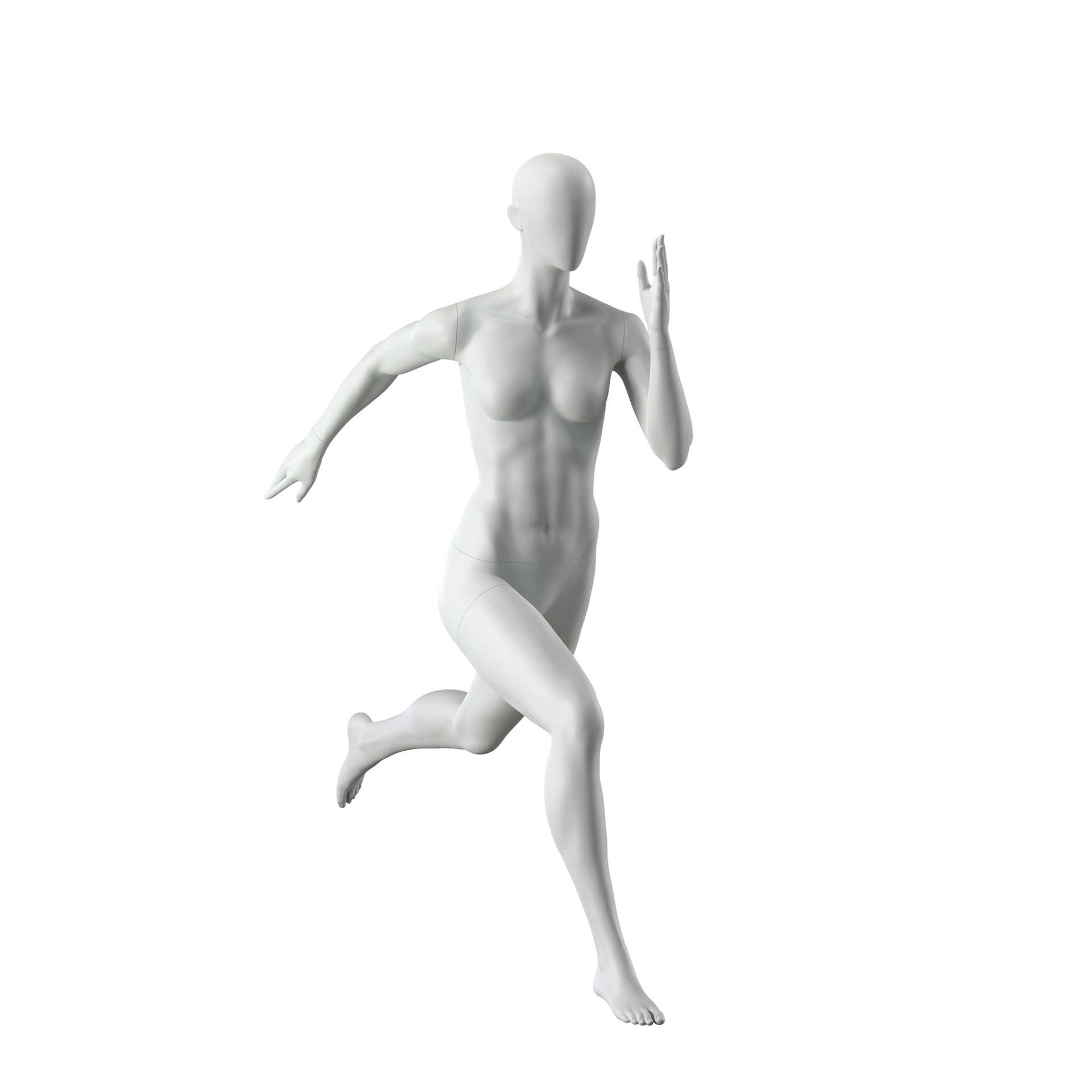 BINK - Sprinter Schaufensterpuppe Dame, grau, abstrakter Kopf stehende Pose 25