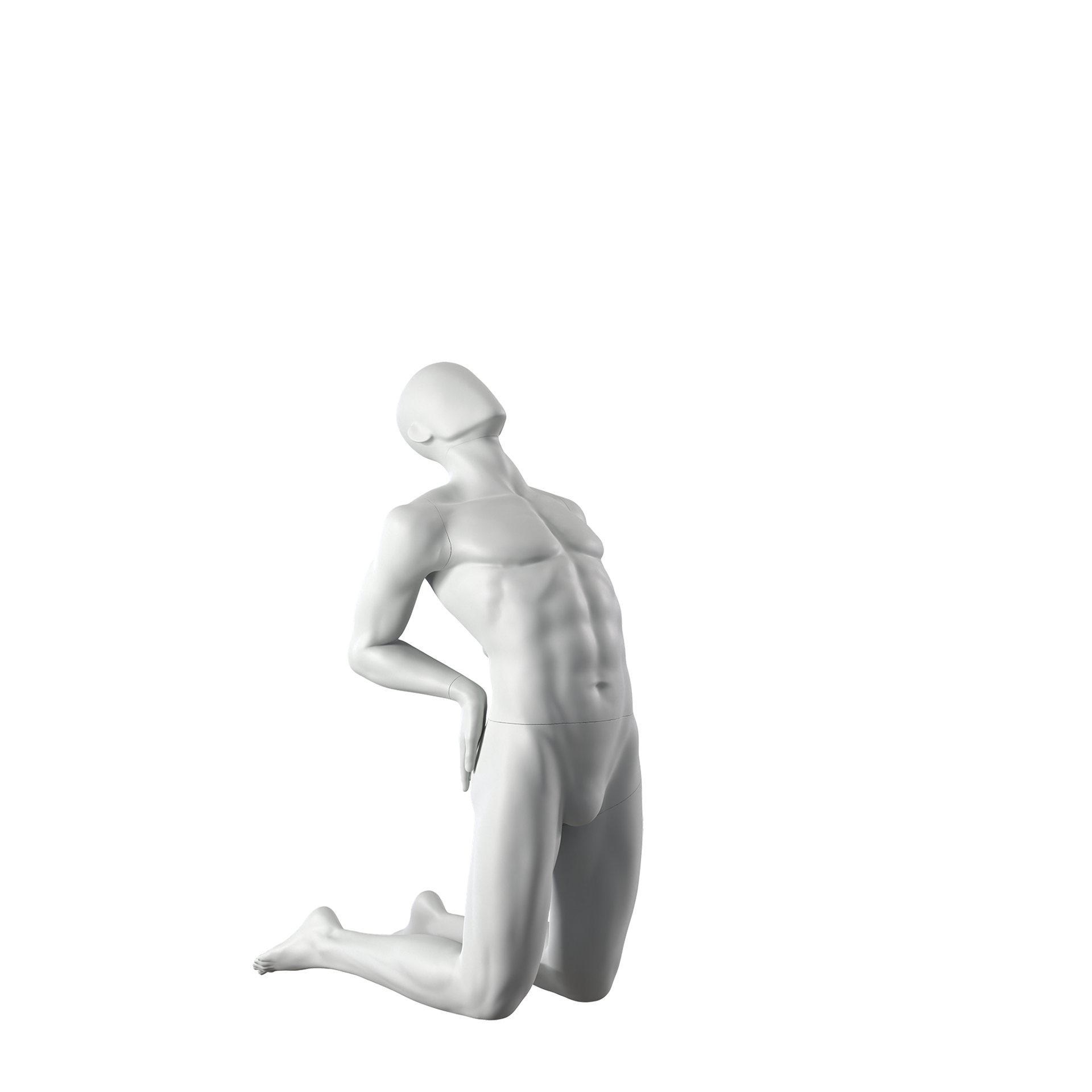BINK - Yoga sport mannequin, male, grey, abstract head, seated pose 307