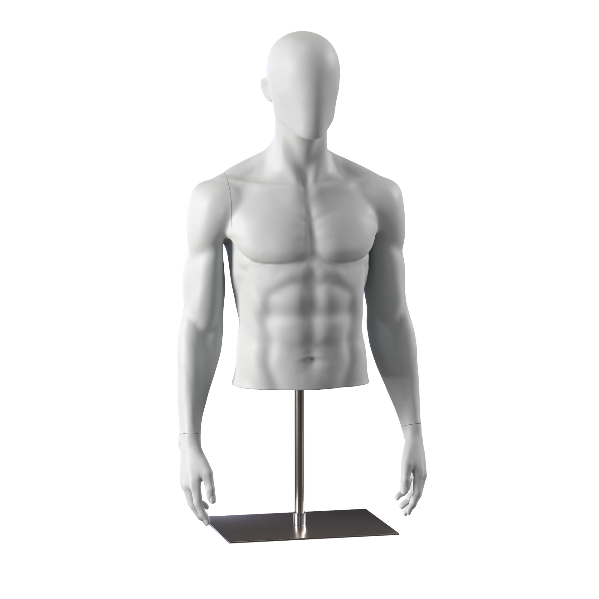 BINK - Sportbust without legs, male, grey, metal base, abstract head, pose 551