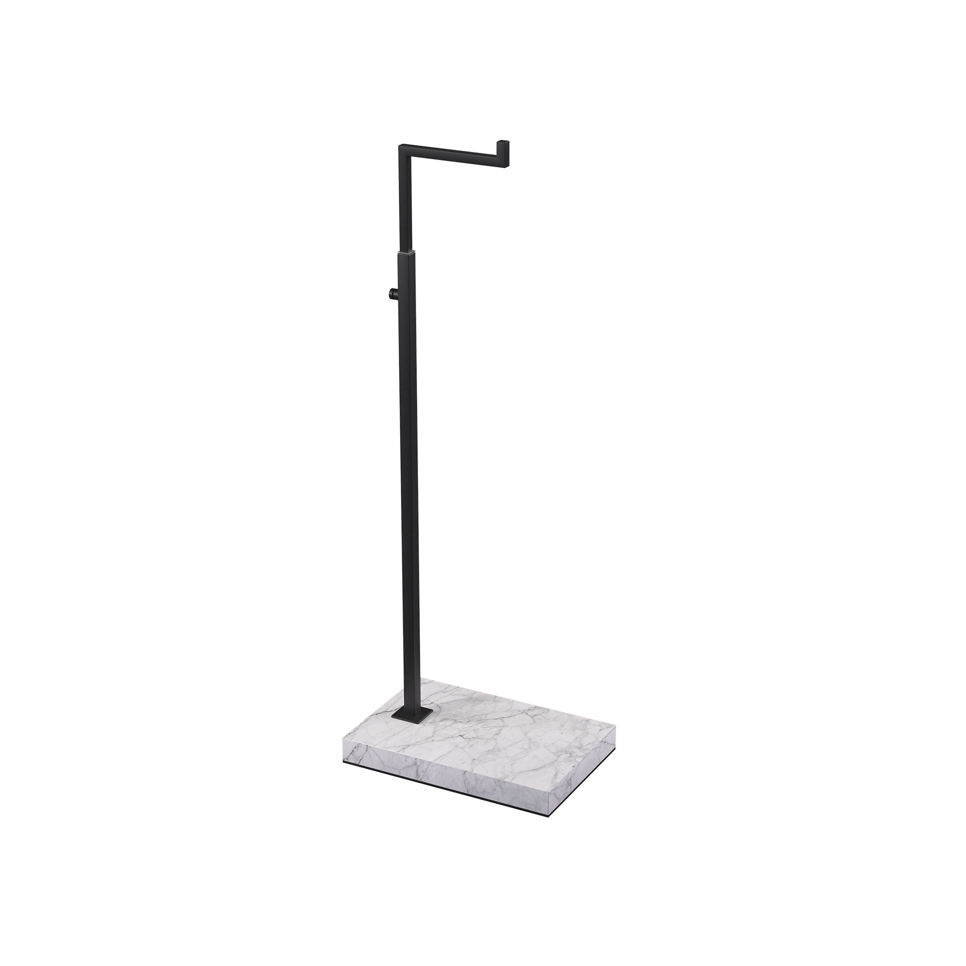 BINK - Support L ajustable, pour présentation de maroquinerie, sacs à main et accessoires de mode, en acier noir laqué avec pied effet marbre