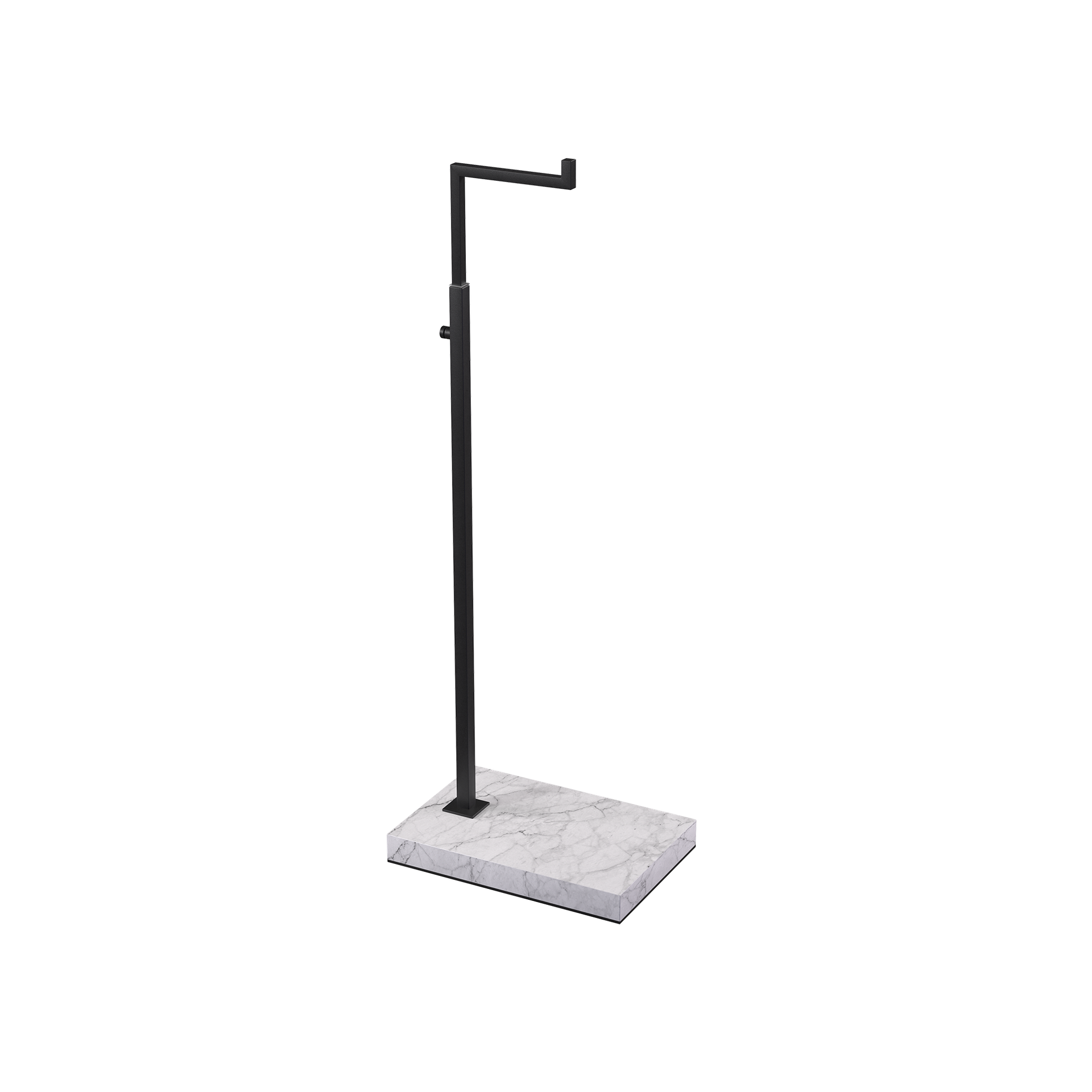 BINK - Support L ajustable, pour présentation de maroquinerie, sacs à main et accessoires de mode, en acier noir laqué avec pied effet marbre