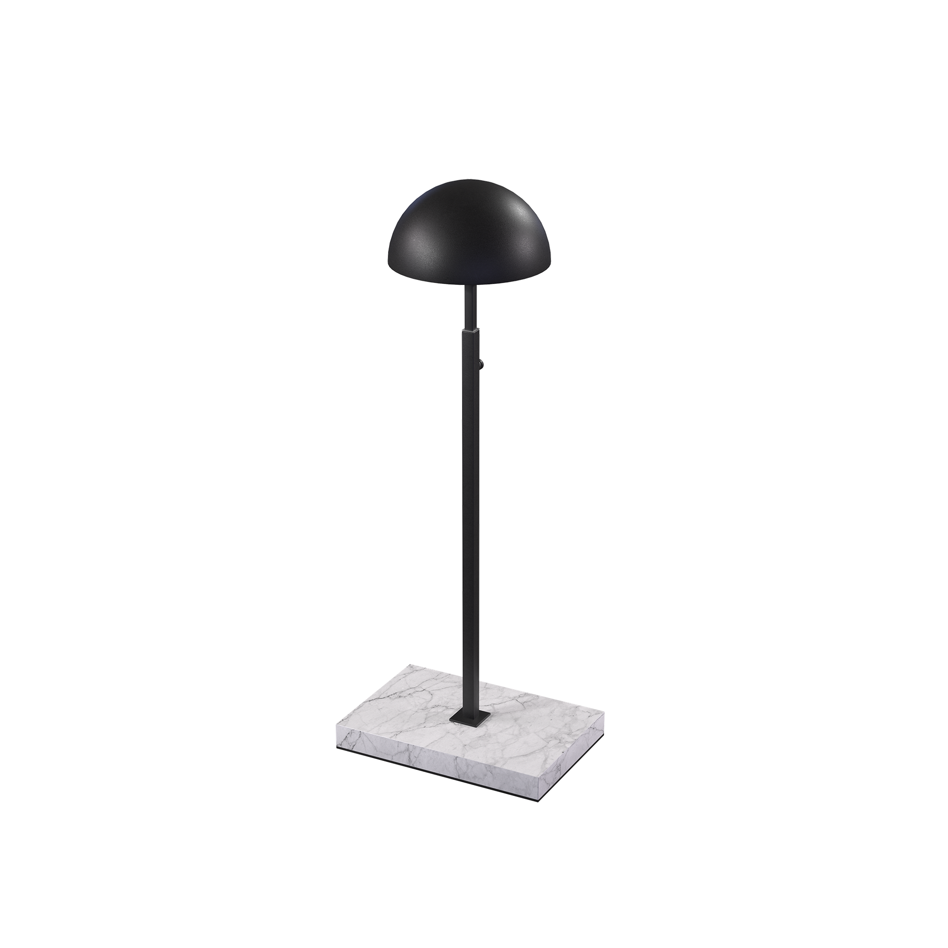 BINK - Support de présentation pour chapeaux, pour présentation de bonnets et casquettes, en acier noir laqué avec pied effet marbre