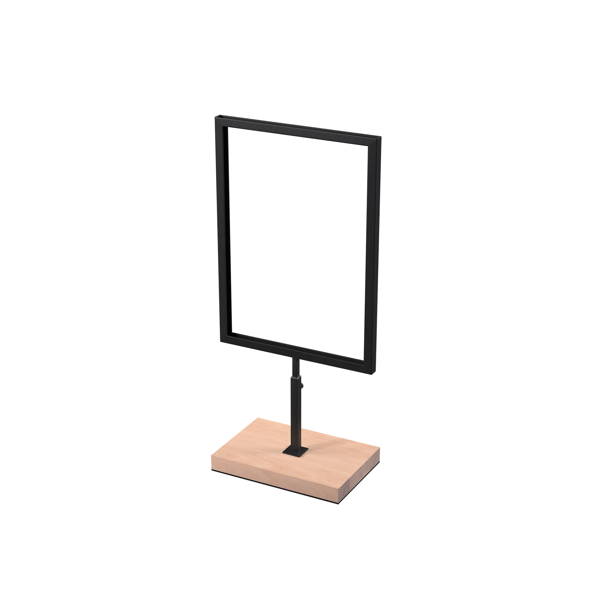 Expositor A4, metal., negro + madera, interior