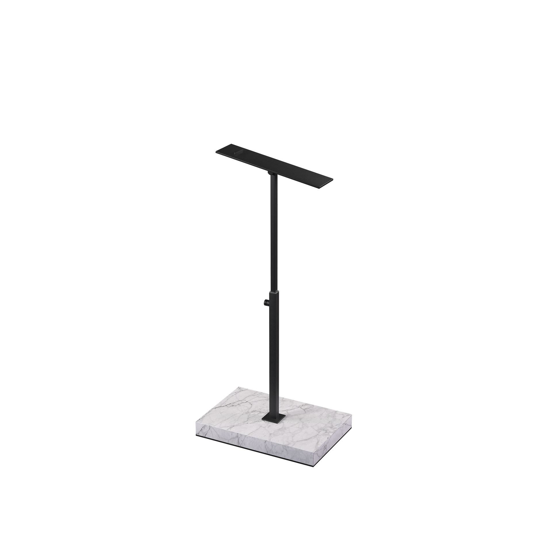 Schoenstaander zwart, verstelbare hoogte, zwart gepoederlakt staal met marmerlook voet