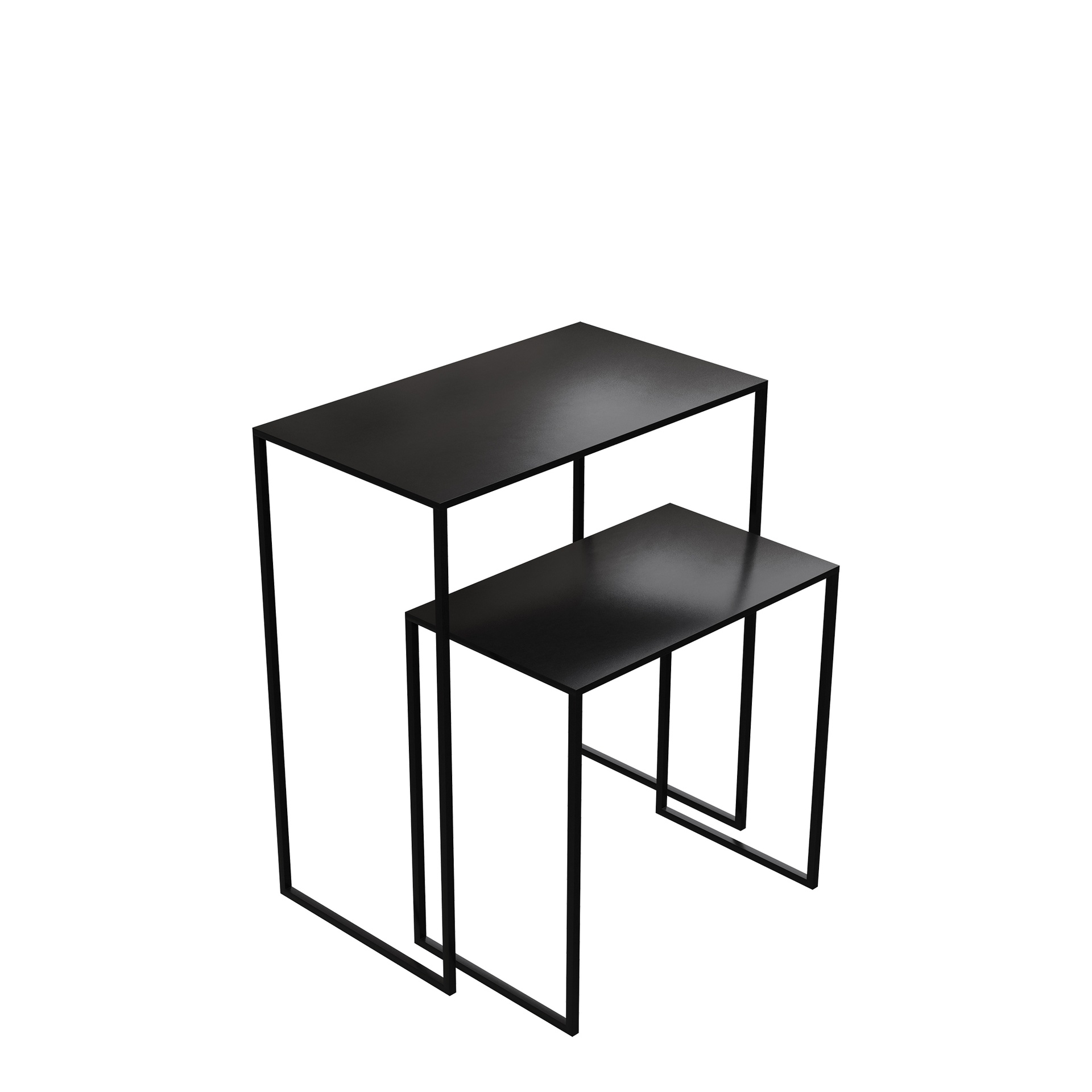 BINK - Set von 2 Beistelltischen, 60x35xh70 und 50x30xh50 cm, schwarz pulverbeschichtetes Metall