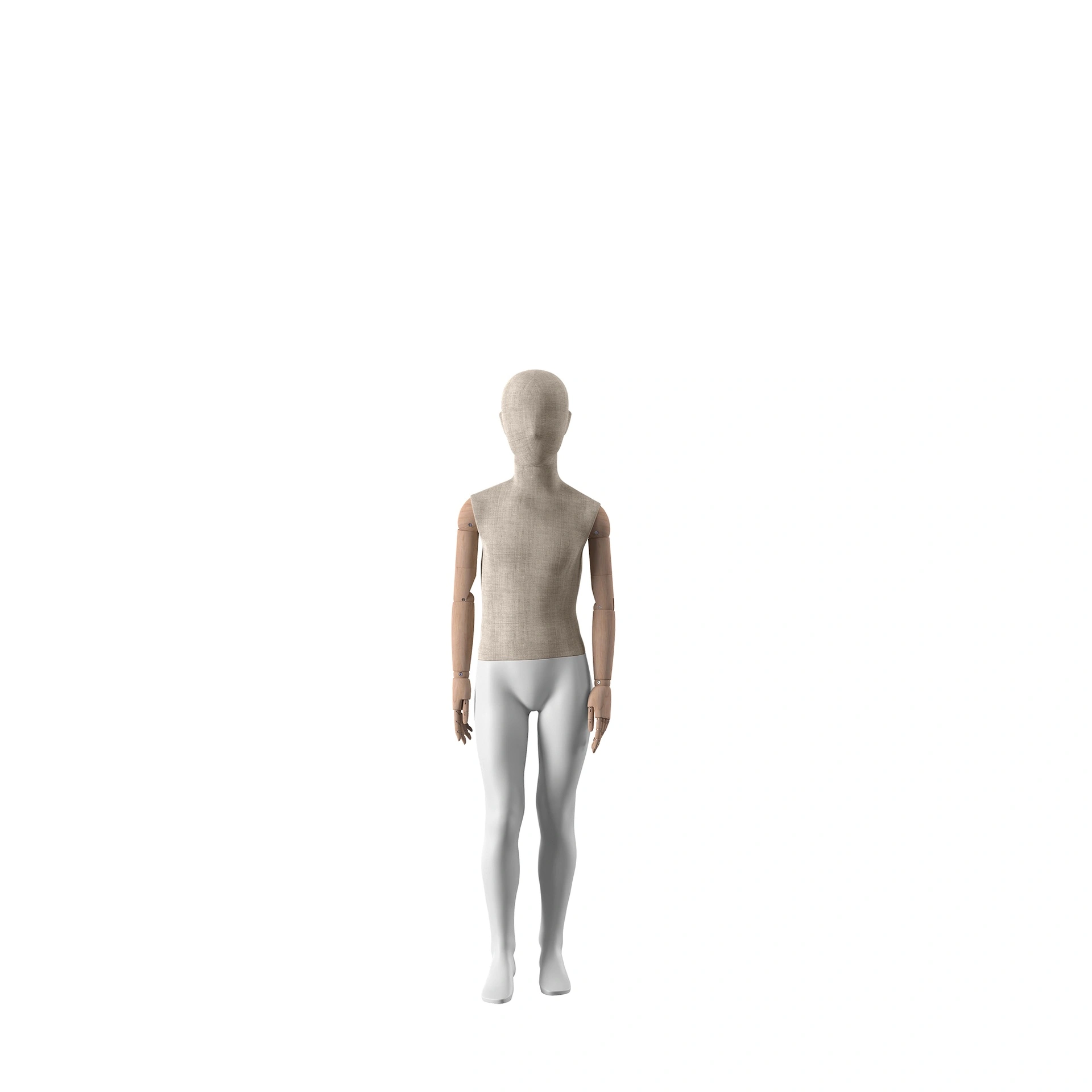 BINK - Mannequin vintage, enfant, bras en bois, recouvert de tissu, 8 ans, pose debout 75