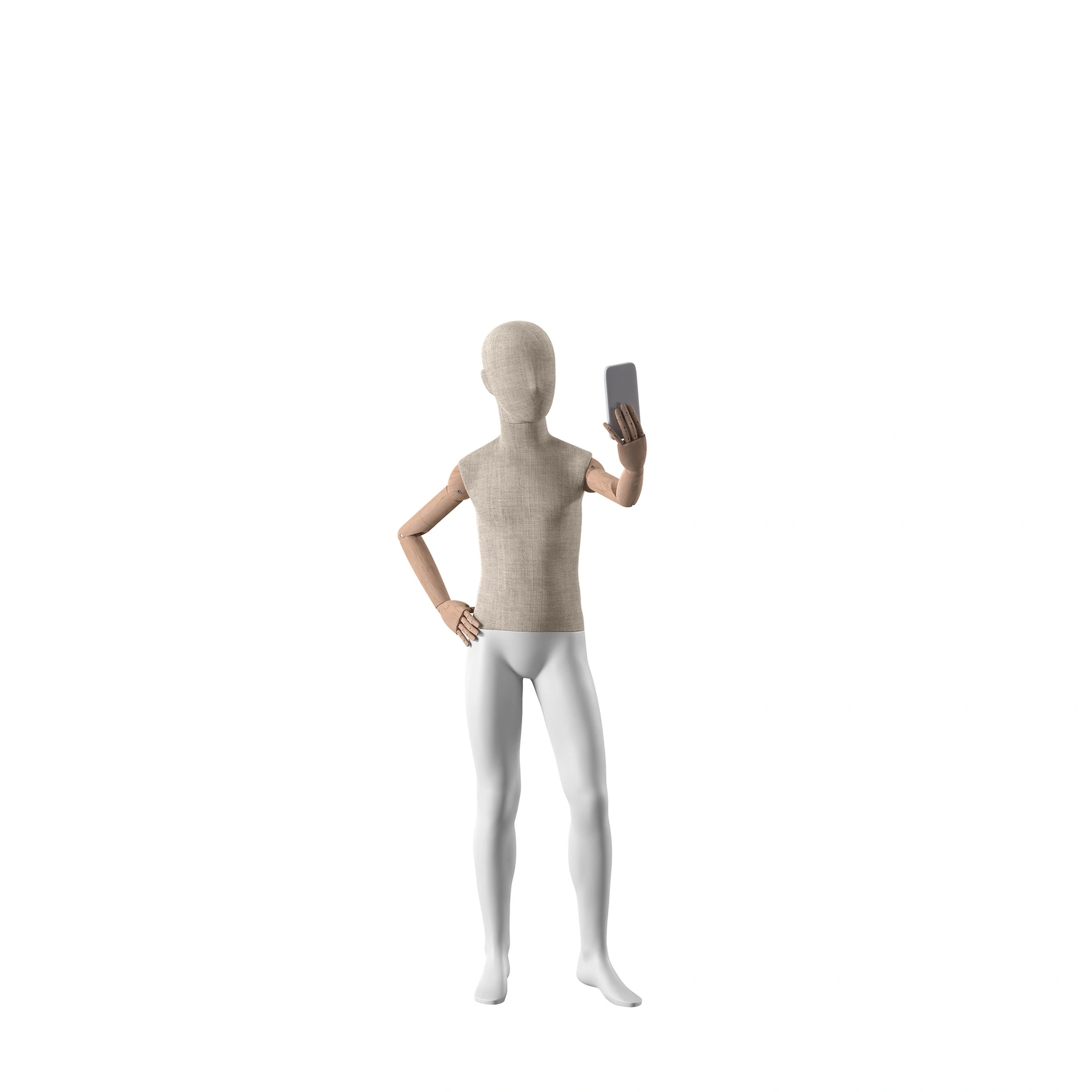 BINK - Mannequin vintage, enfant, bras en bois, recouvert de tissu, 10 ans, pose debout 77