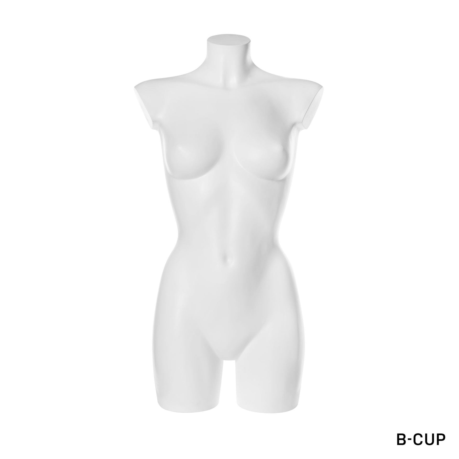 Torso femenino, copa B, plástico reciclable blanco, postura 2005D_WH.