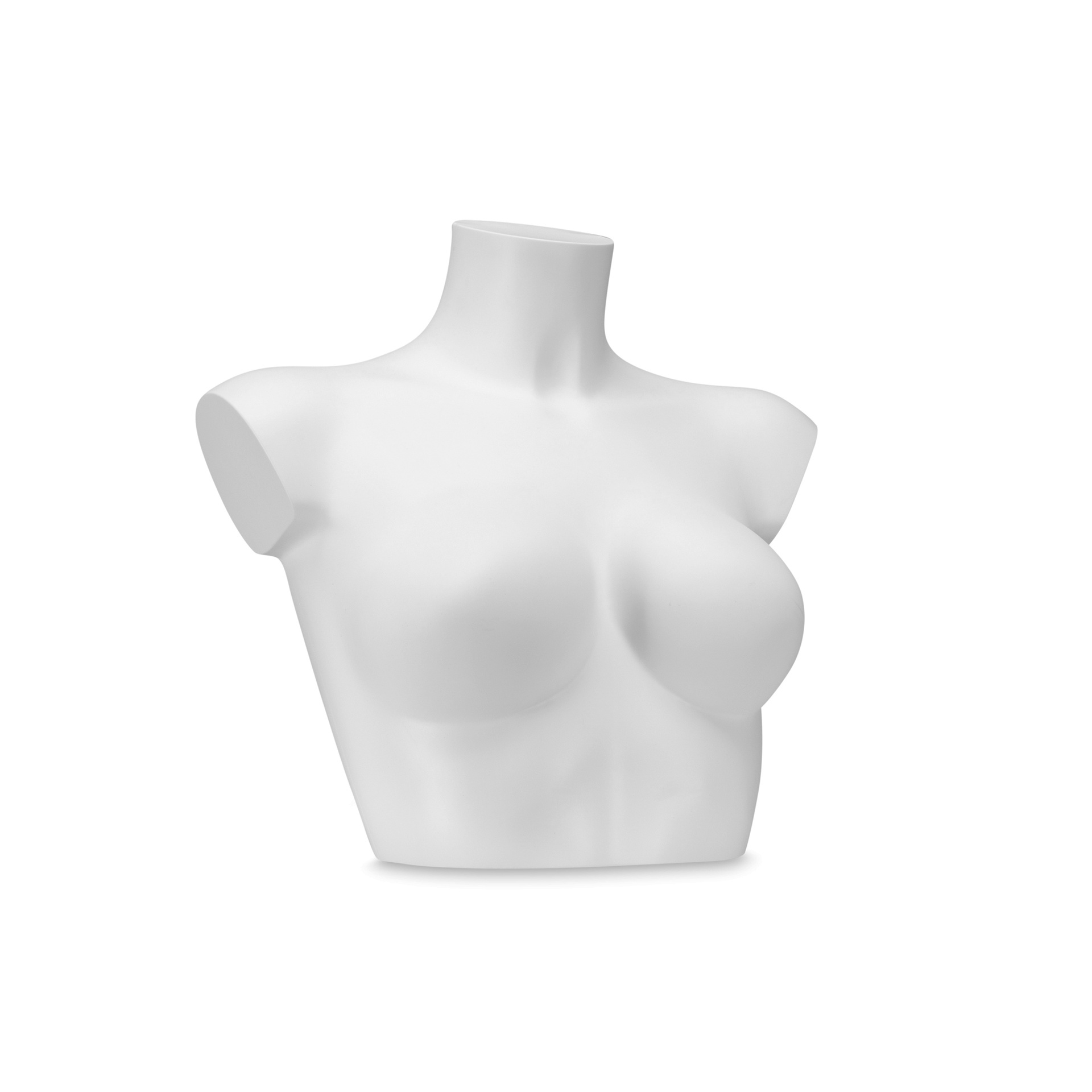 BINK - Plastic mannequin bust, cut below breasts, female, C-cup, white recyclable plastic, pose 2005DZXC_WH