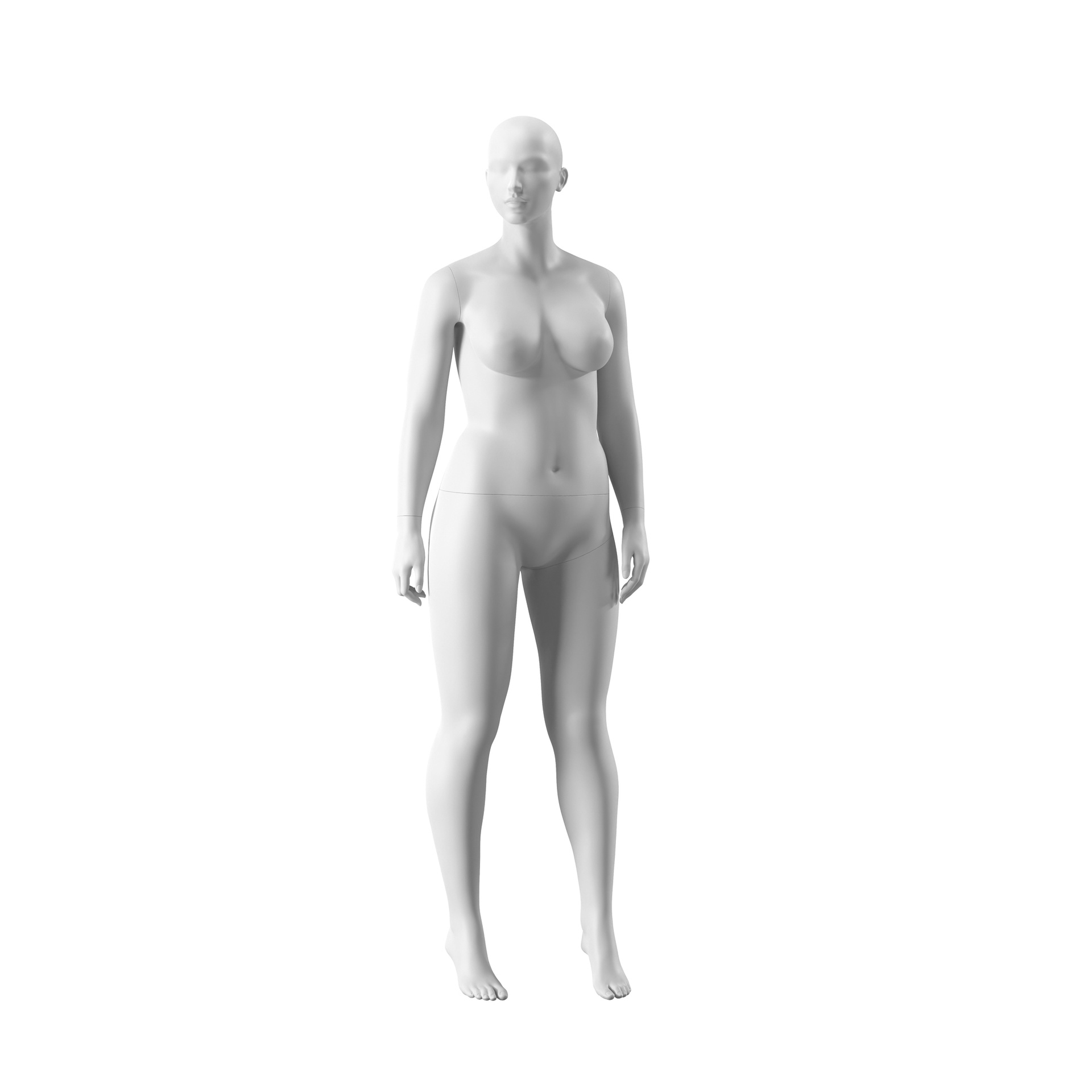 BINK - Mannequin grande taille, femme, tête semi-abstraite, taille EU44, blanc mat, pose debout 03