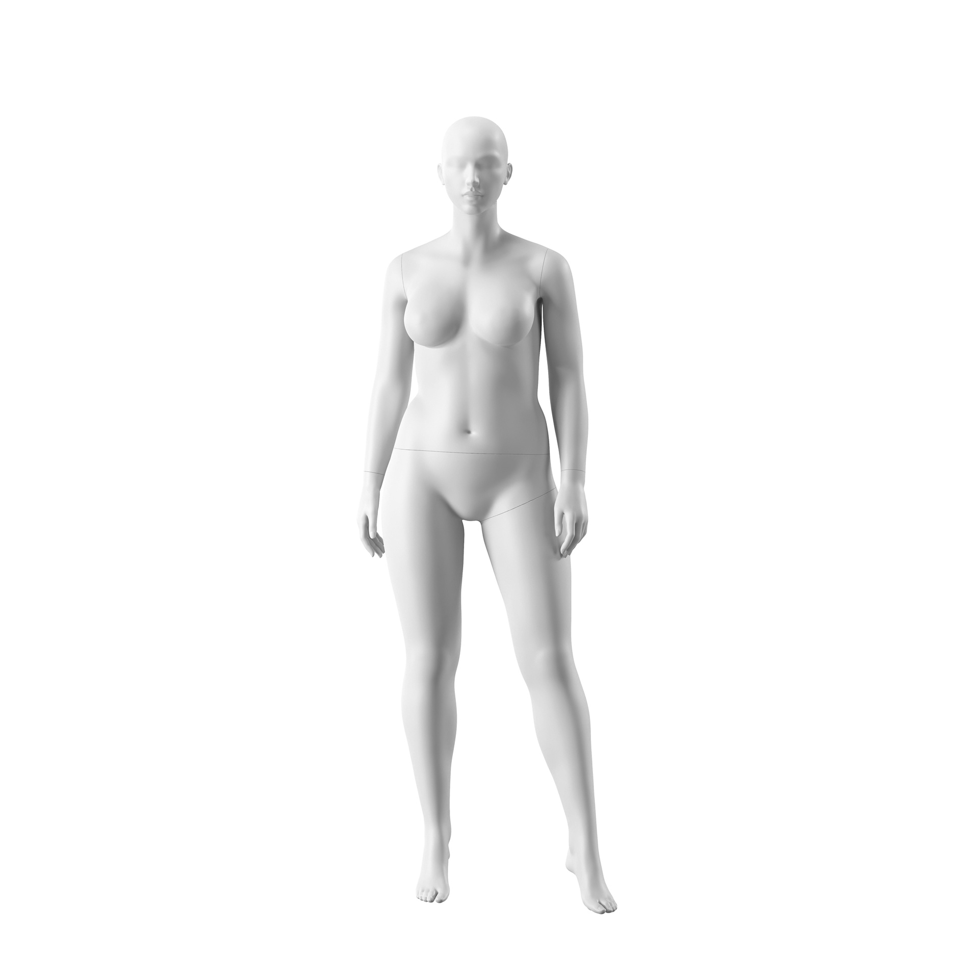 BINK - Plus size Schaufensterpuppe Dame, halbabstrakter Kopf, Kleidergröße 44EU, weiß matt, stehende Pose 04