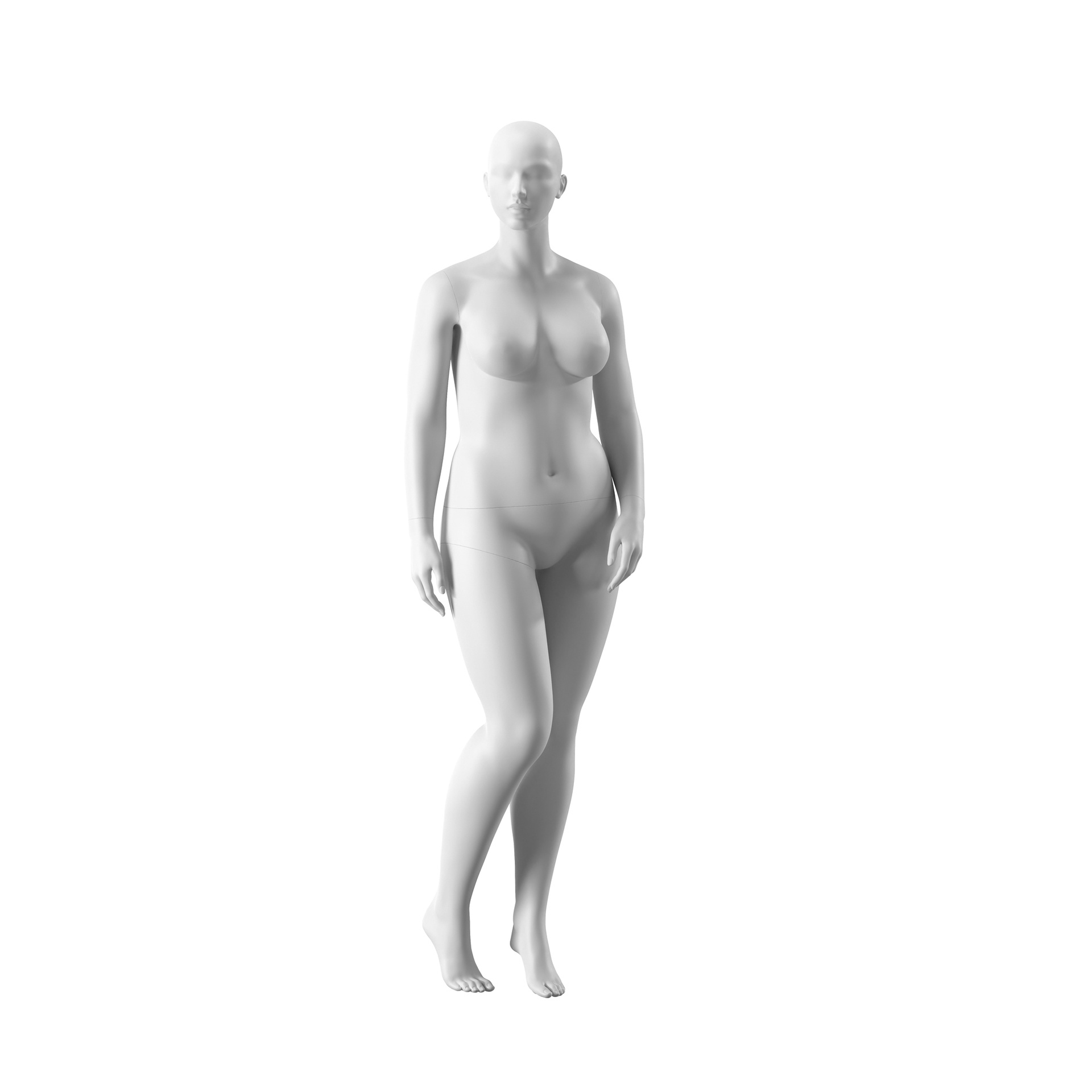 BINK - Mannequin grande taille, femme, tête semi-abstraite, taille EU44, blanc mat, pose debout 05