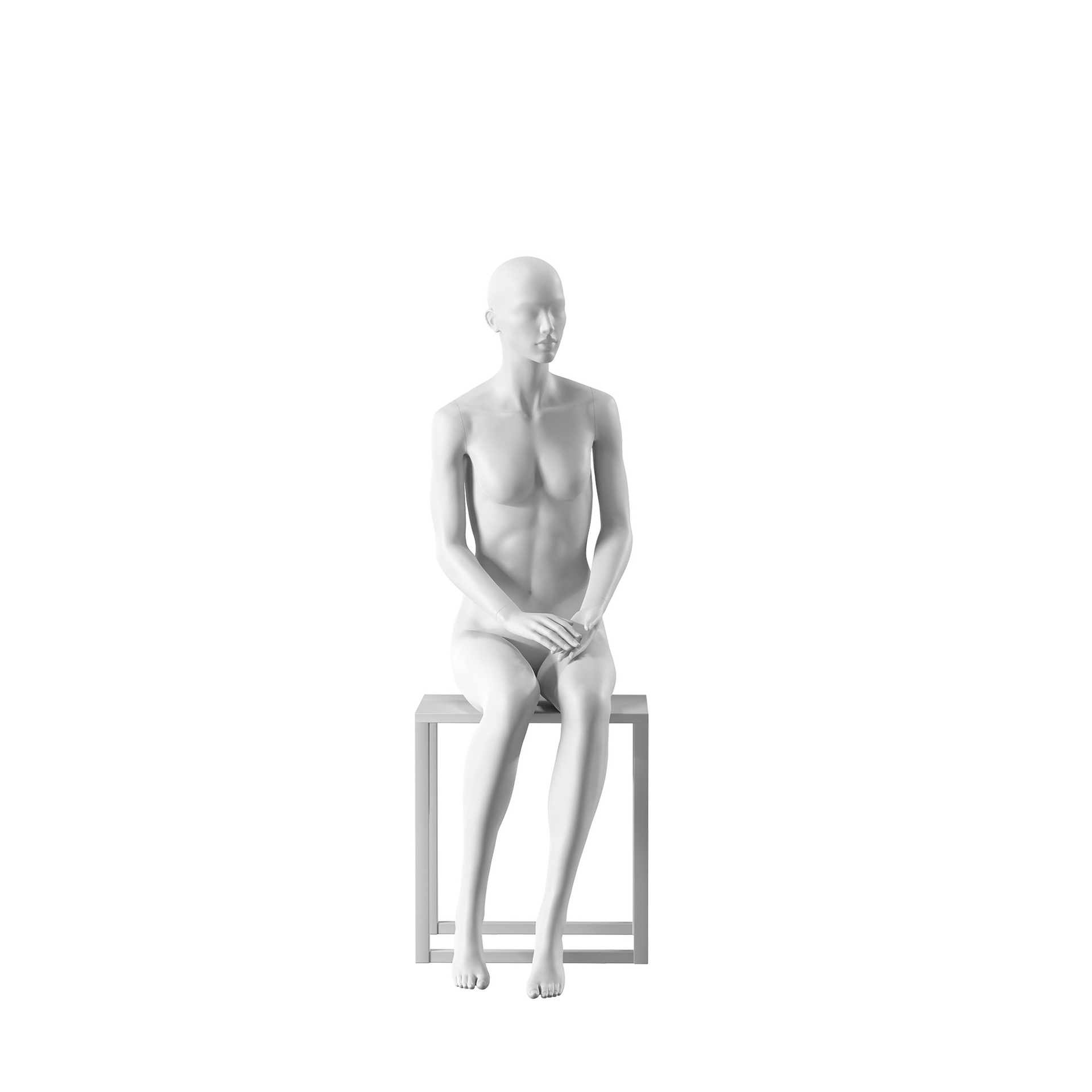 BINK - Maniquí femenino, semi abstracto, blanco, sentada