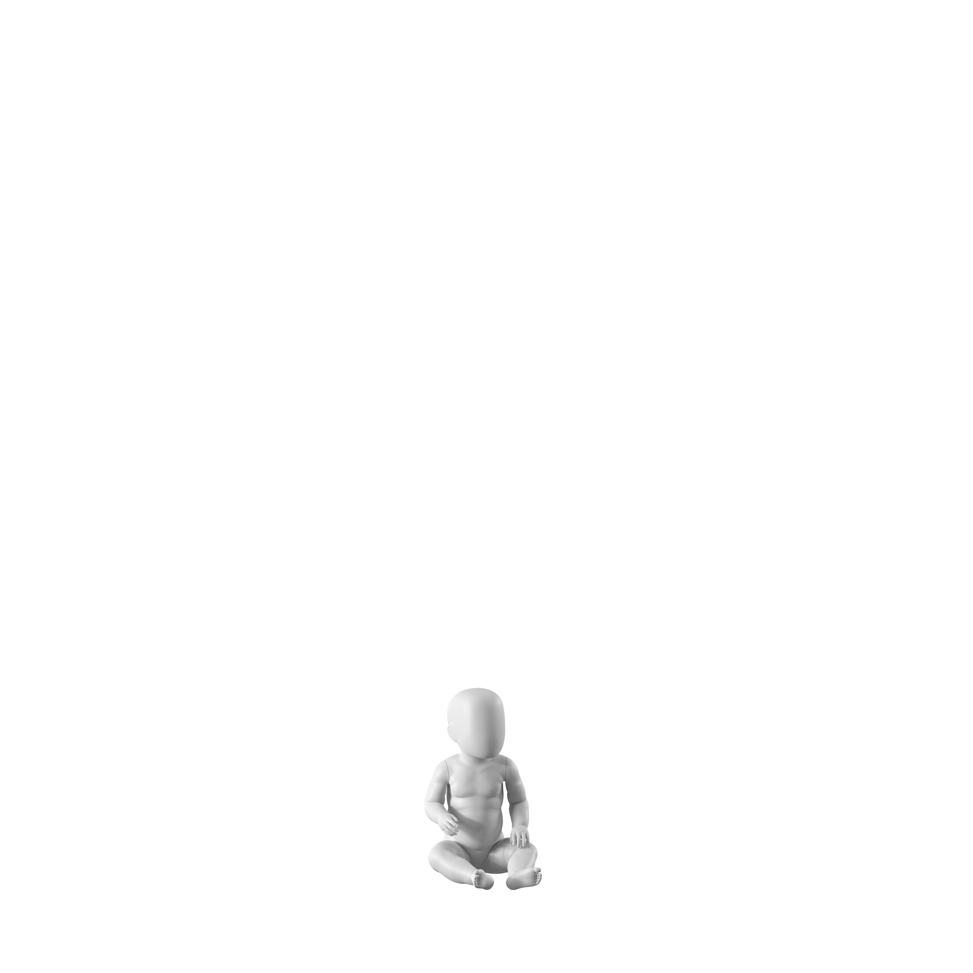 Maniquí infantil abstracto blanco, con cabeza abstracta, de 6 meses, en blanco, postura CM301.
