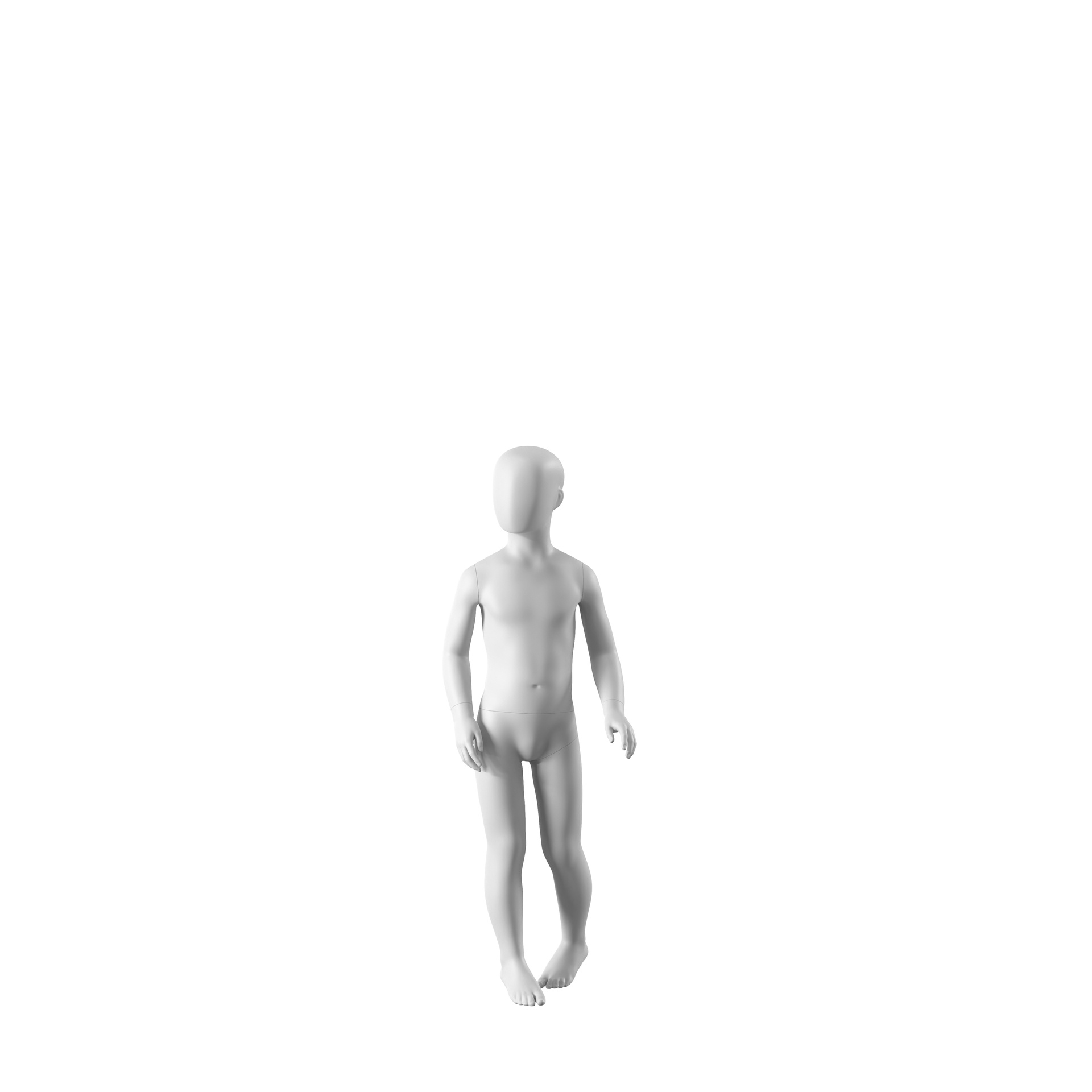Maniquí infantil abstracto blanco, con cabeza abstracta, de 6 años, en blanco, postura CM304
