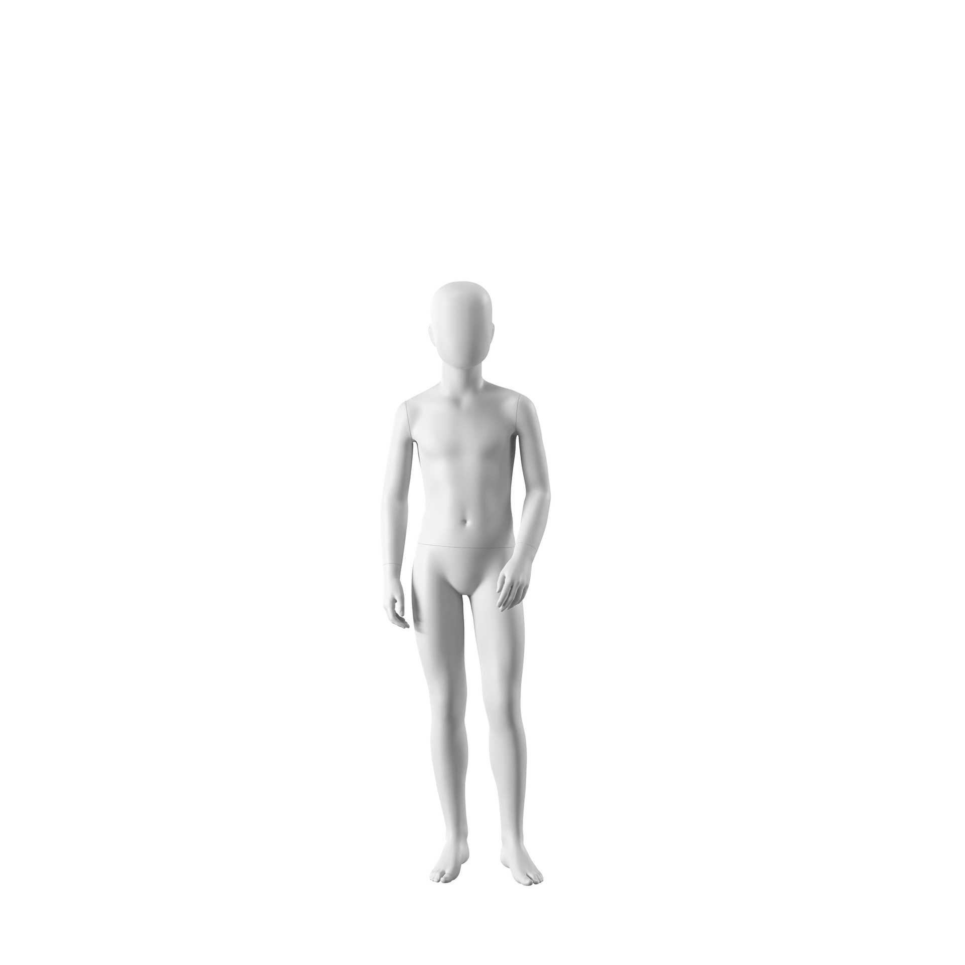 Maniquí infantil abstracto blanco, con cabeza abstracta, de 10 años, en blanco, postura CM305.
