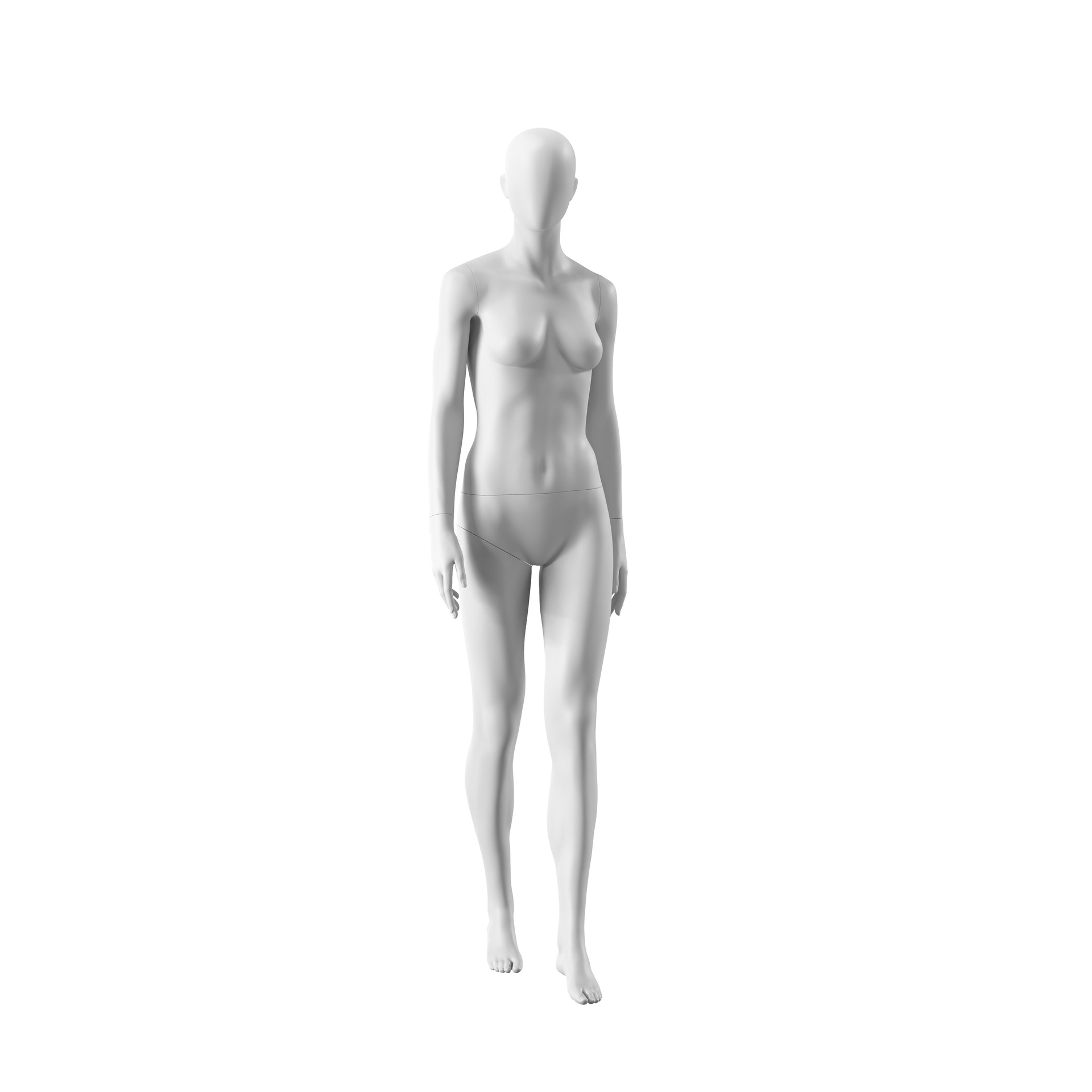 BINK - White abstract female mannequin, with abstract head, white powdercoated base, pose FM002