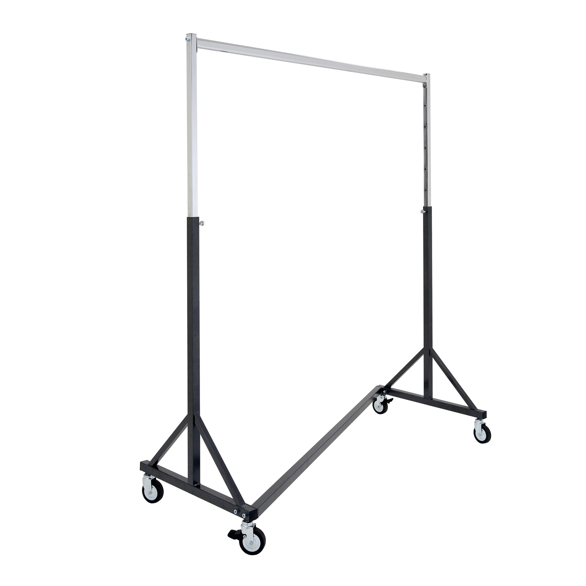 BINK - Kleiderständer auf Rollen mit Bremse, Hammerschlagoptik, Einzelstange, höhenverstellbar, 140cm