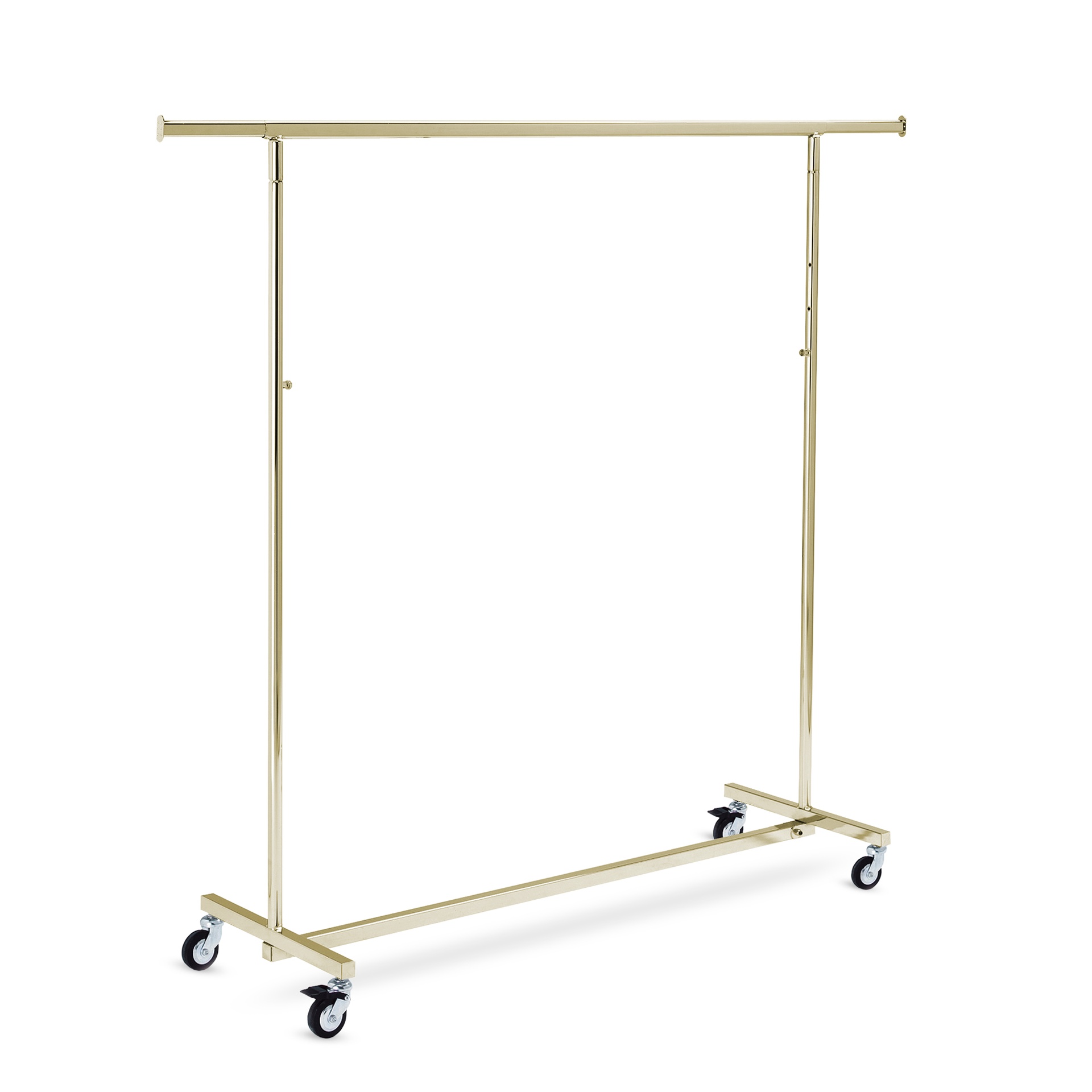 BINK - Kleiderständer auf Rollen mit Bremse, höhenverstellbar, goldfarben, 100cm