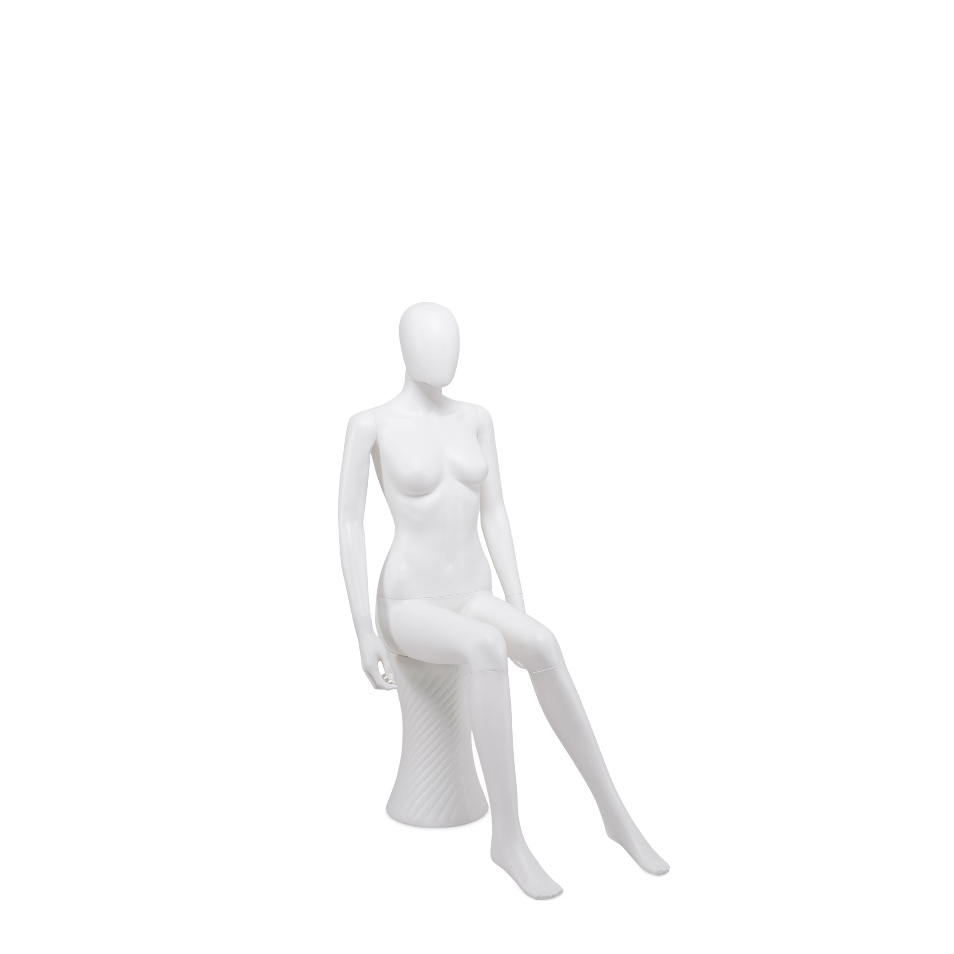 BINK - Goedkope dames mannequin, afneembaar hoofd, wit mat, zittende pose 03