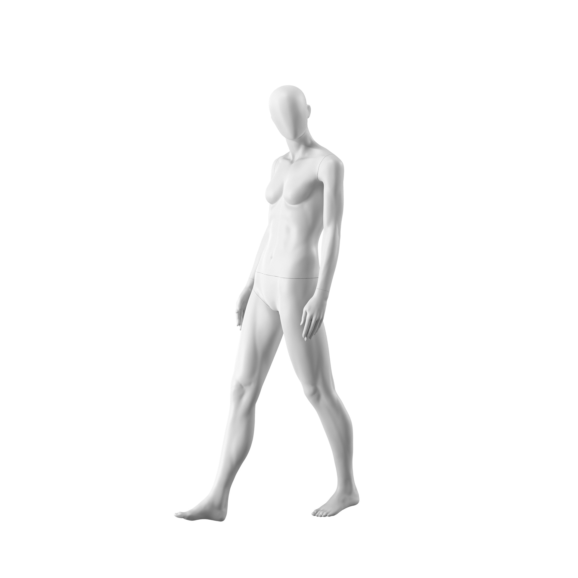BINK - Maniquí realista de color blanco mujer, estilo urbano, cabeza abstracta, postura de pie 006