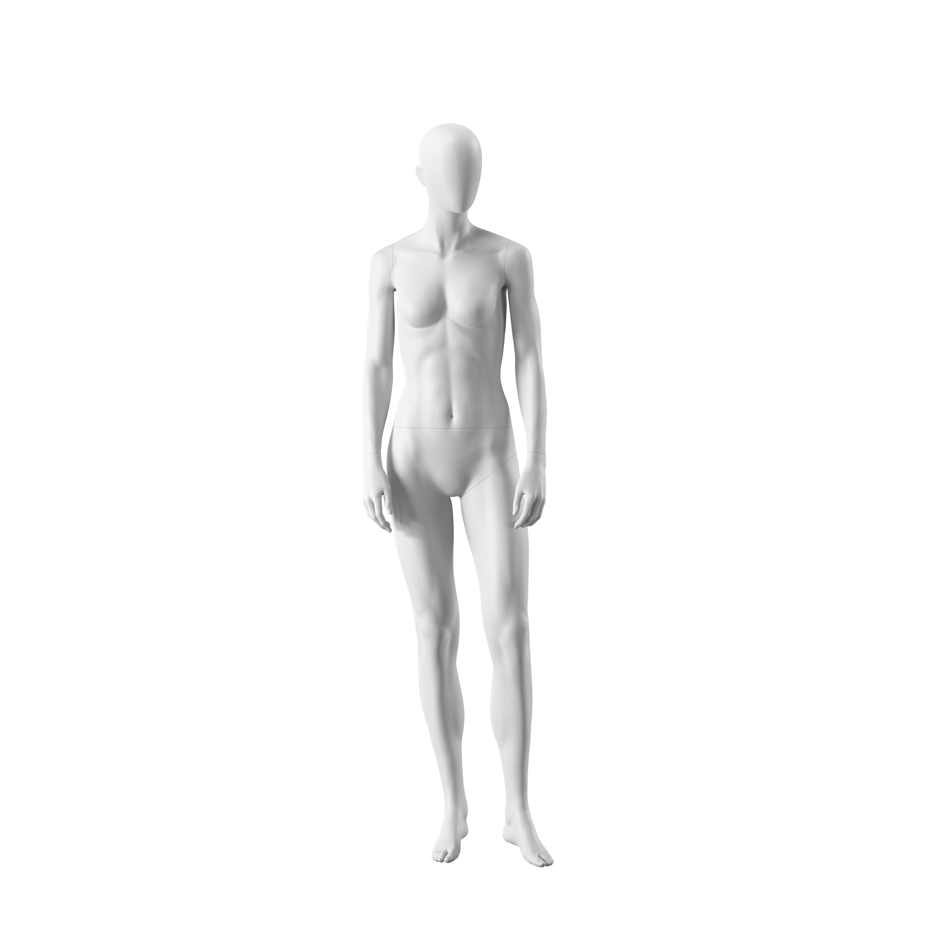 BINK - Maniquí realista de color blanco mujer, estilo urbano, cabeza abstracta, postura de pie 009
