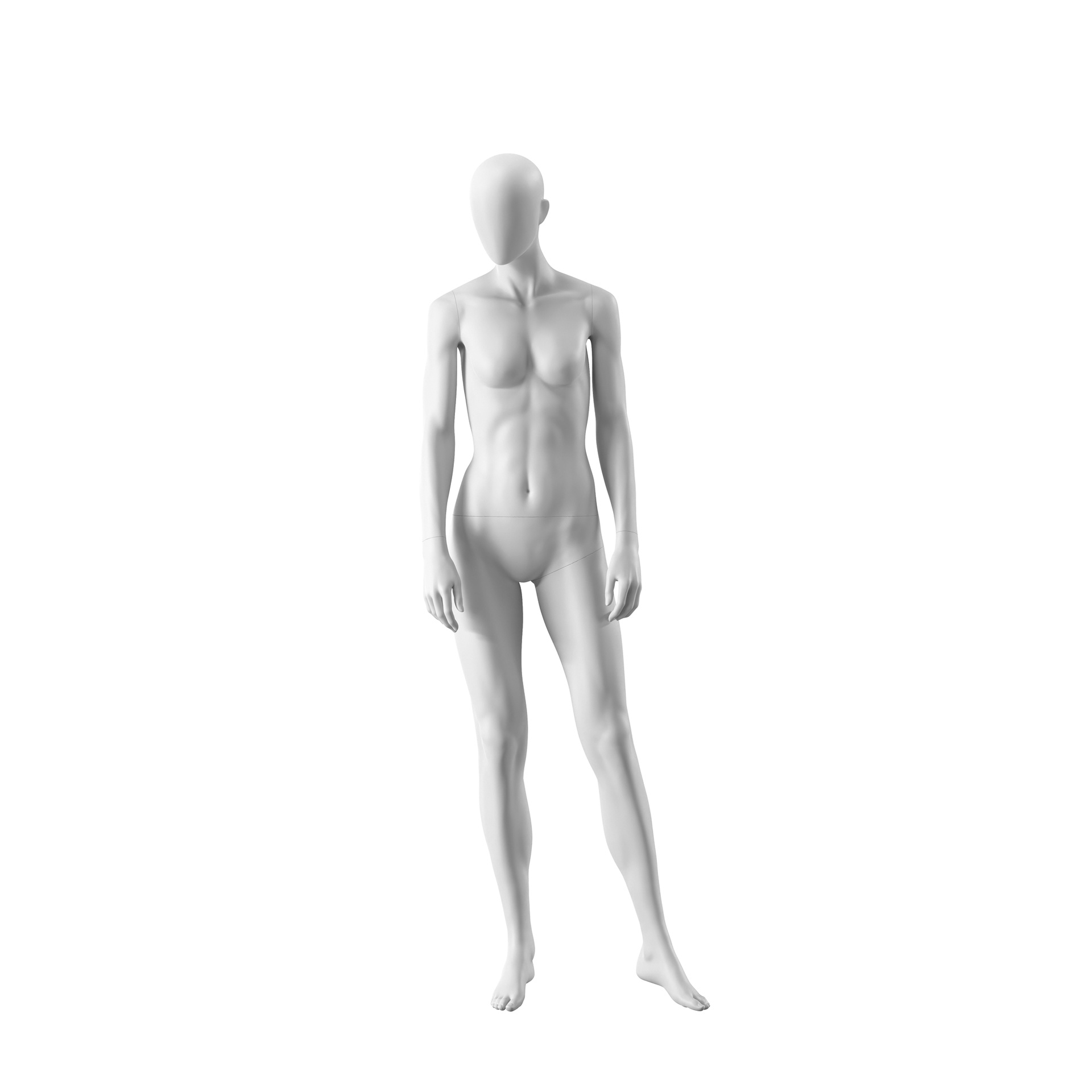 BINK - Maniquí realista de color blanco mujer, estilo urbano, cabeza abstracta, postura de pie 011