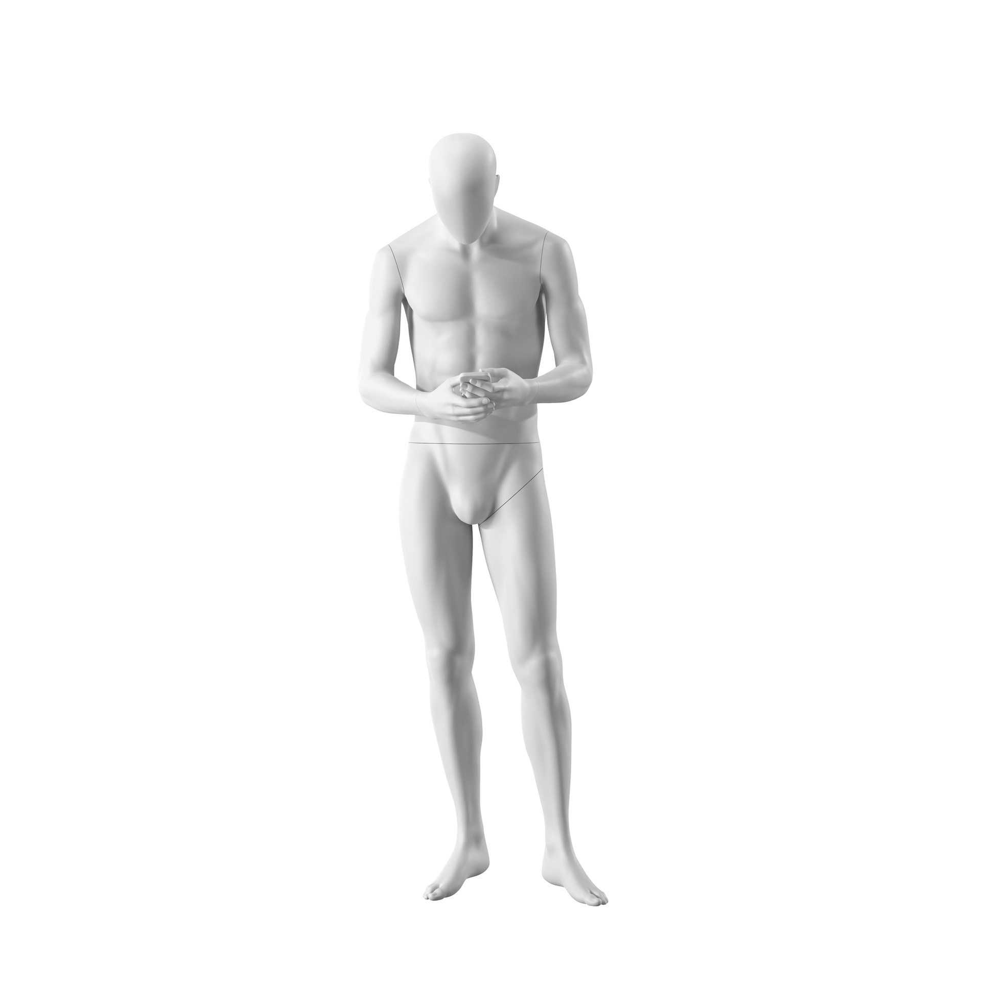 BINK - Maniquí realista de color blanco hombre, estilo urbano, cabeza abstracta, postura de pie 304