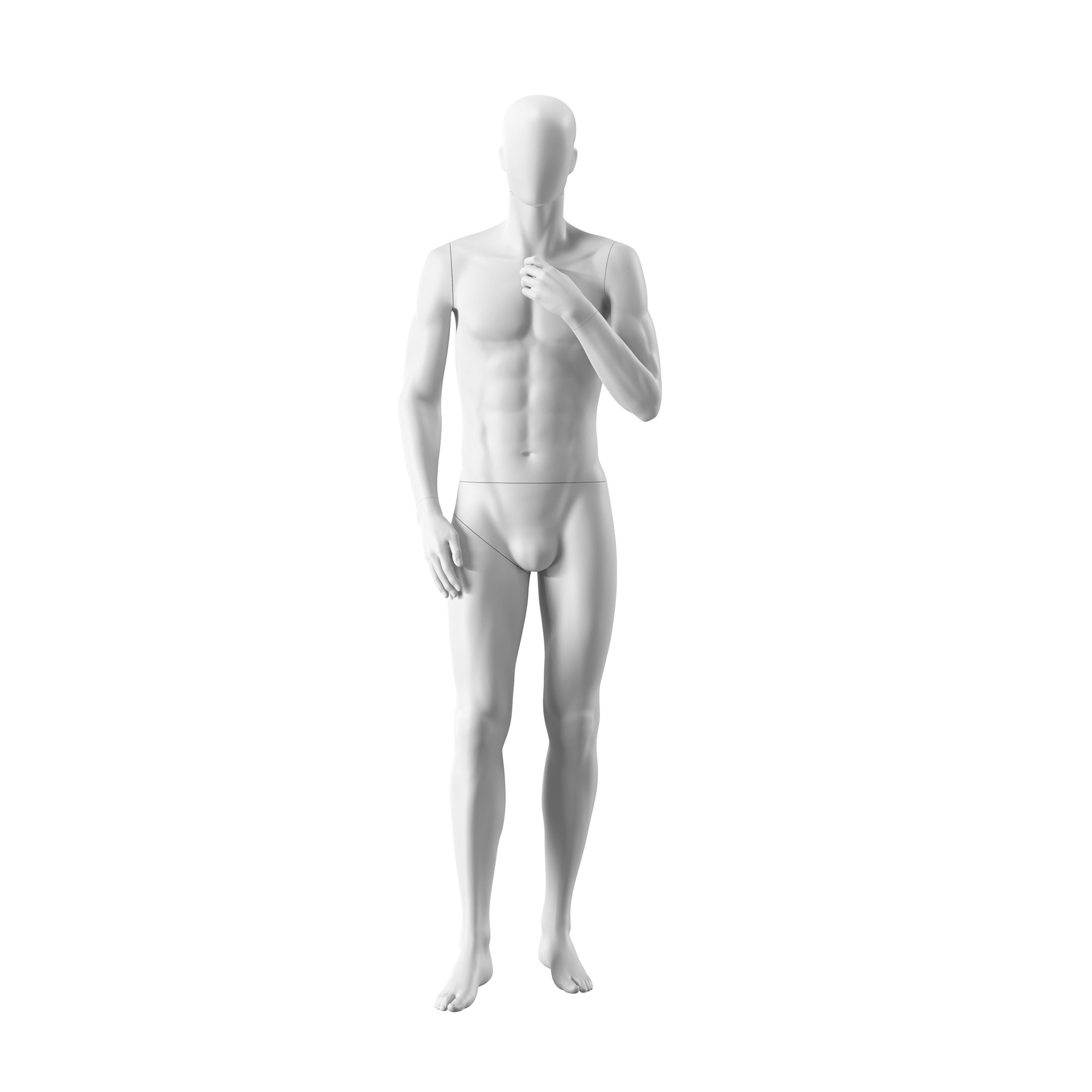 BINK - Maniquí realista de color blanco hombre, estilo urbano, cabeza abstracta, postura de pie 306