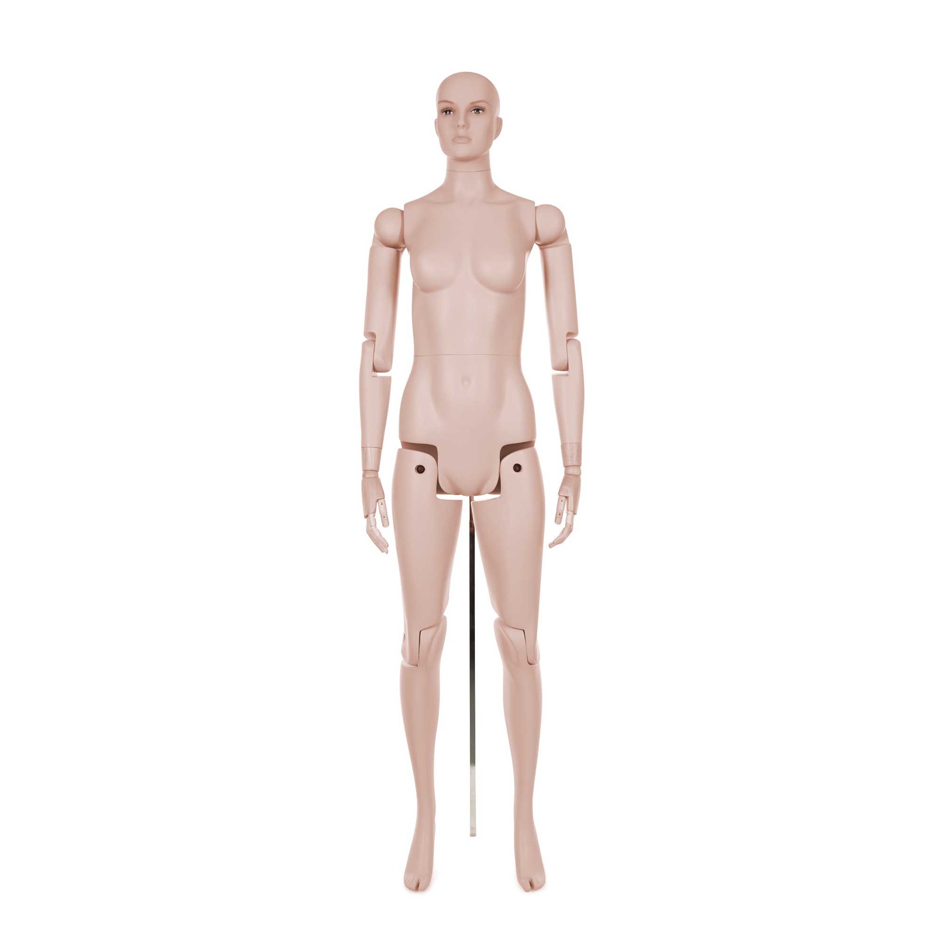 BINK - Beweegbare damesmannequin in huidskleur voor museumkledij, realistisch gezicht met make-up, verstelbaar, pose YF50