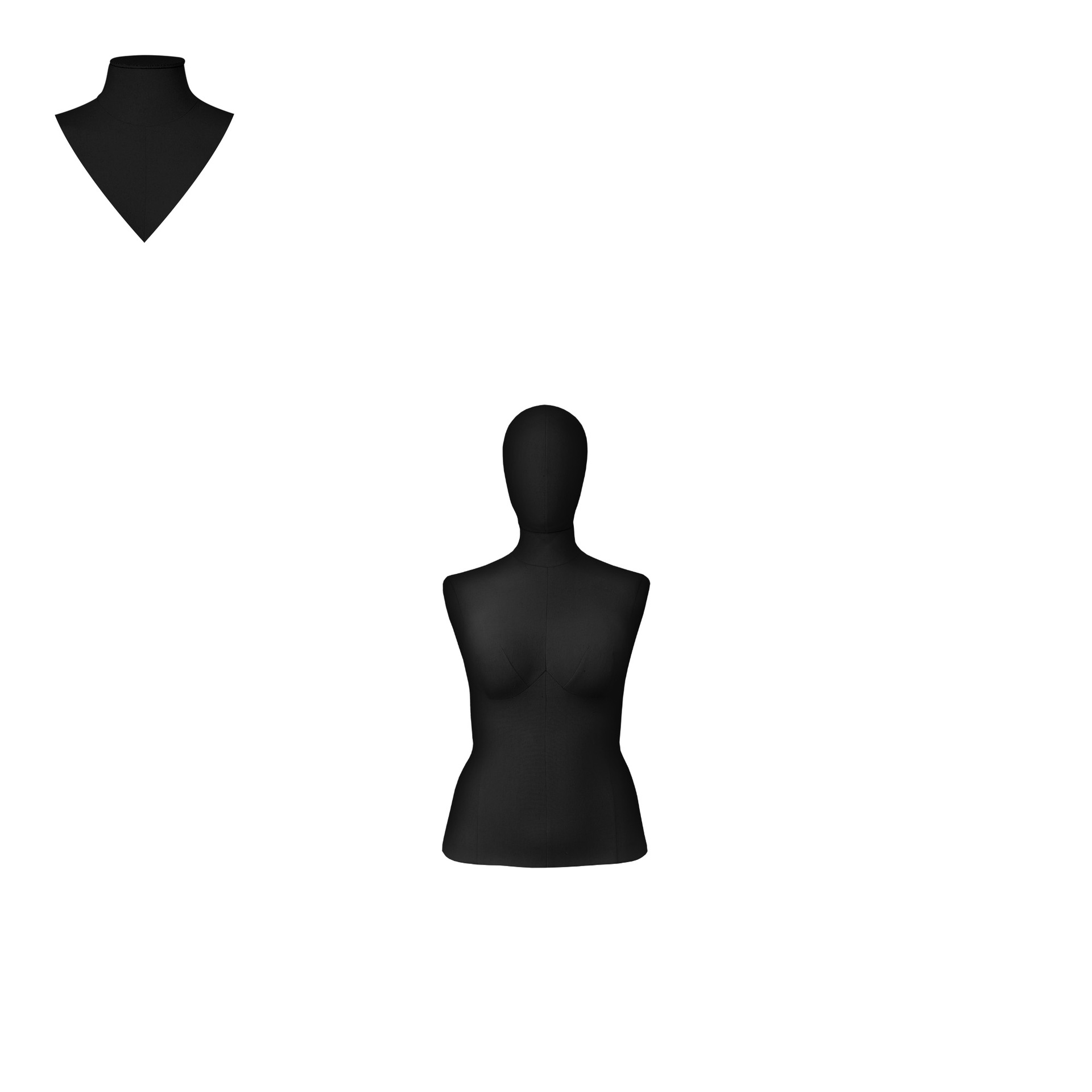 BINK - Busto de costura mujeres hasta las caderas, talla 44, cubierto con tela negra, cabeza desmontable. 