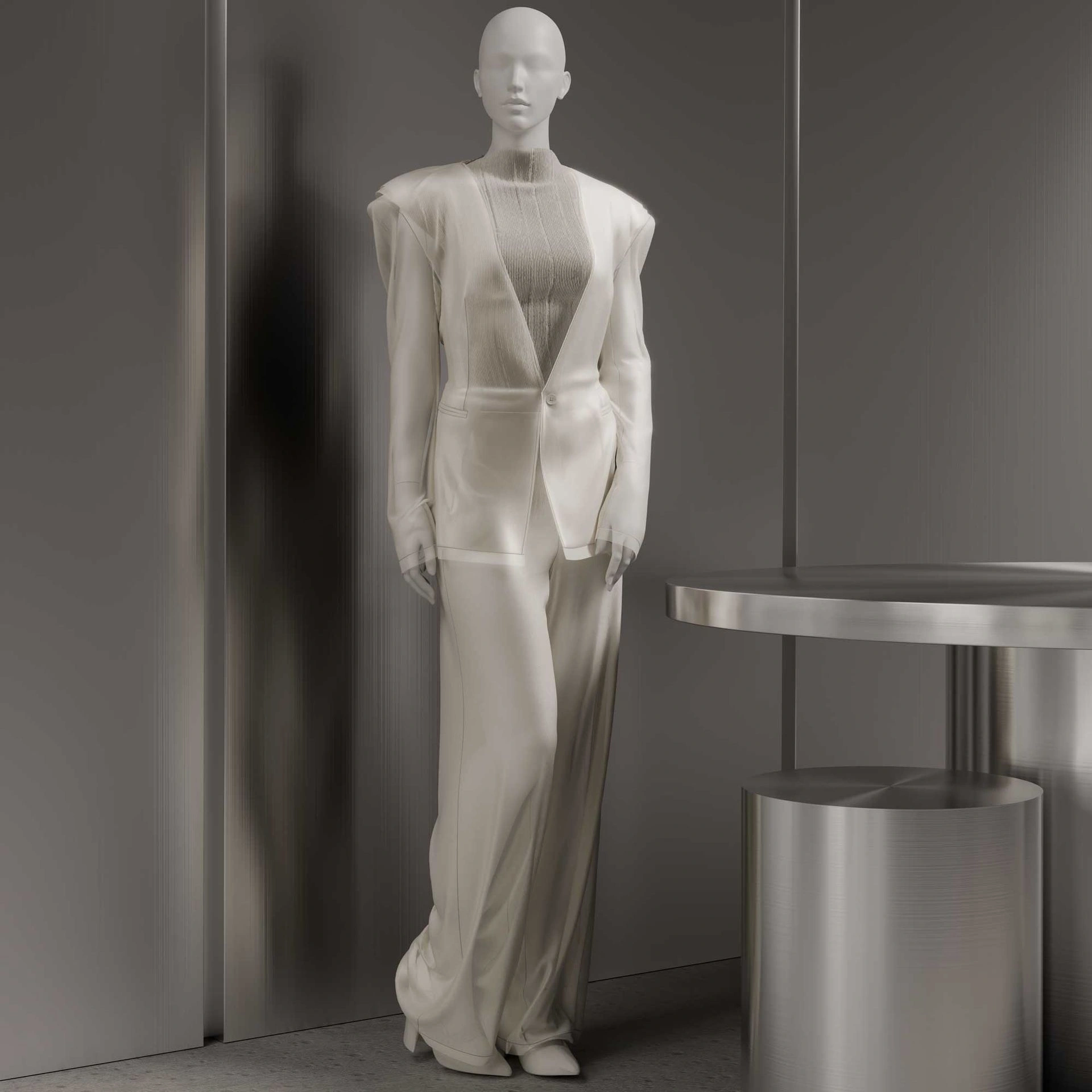 BINK - Mannequin, femme, tête semi-abstraite, taille EU38, blanc mat, pose debout 09