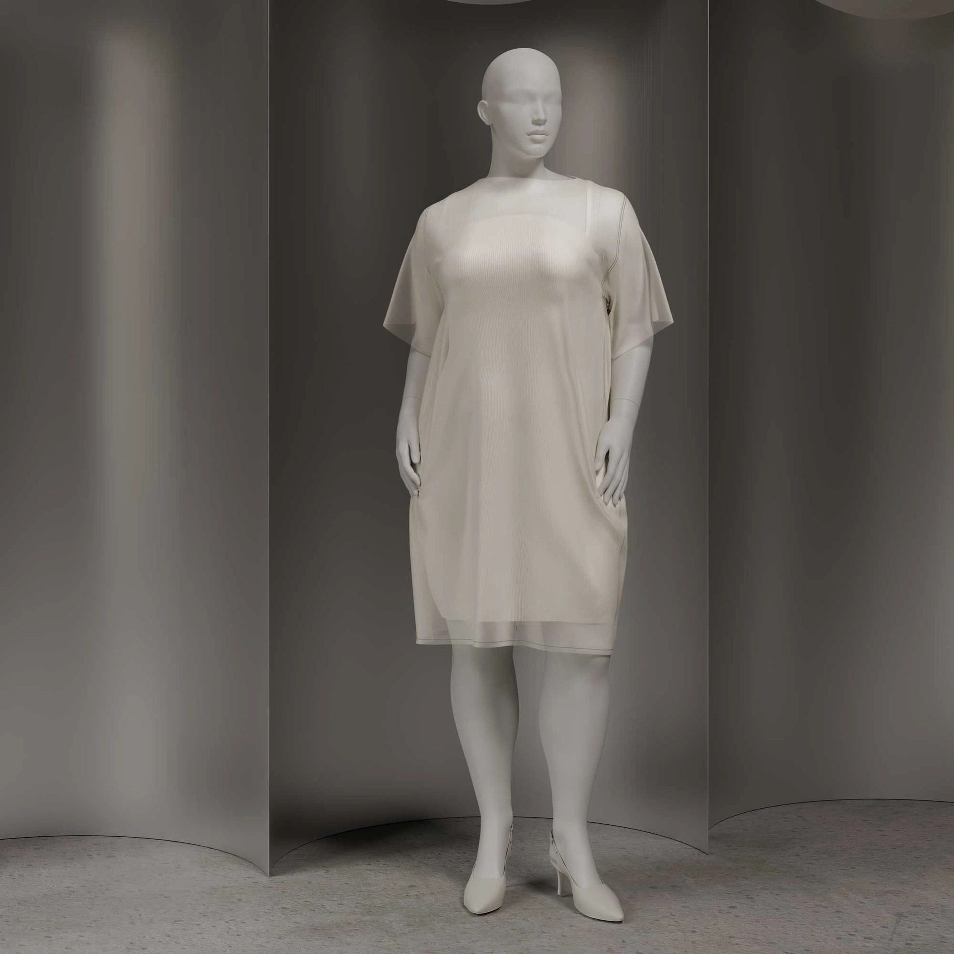BINK - Mannequin grande taille, femme, tête semi-abstraite, taille EU46, blanc mat, pose debout 11