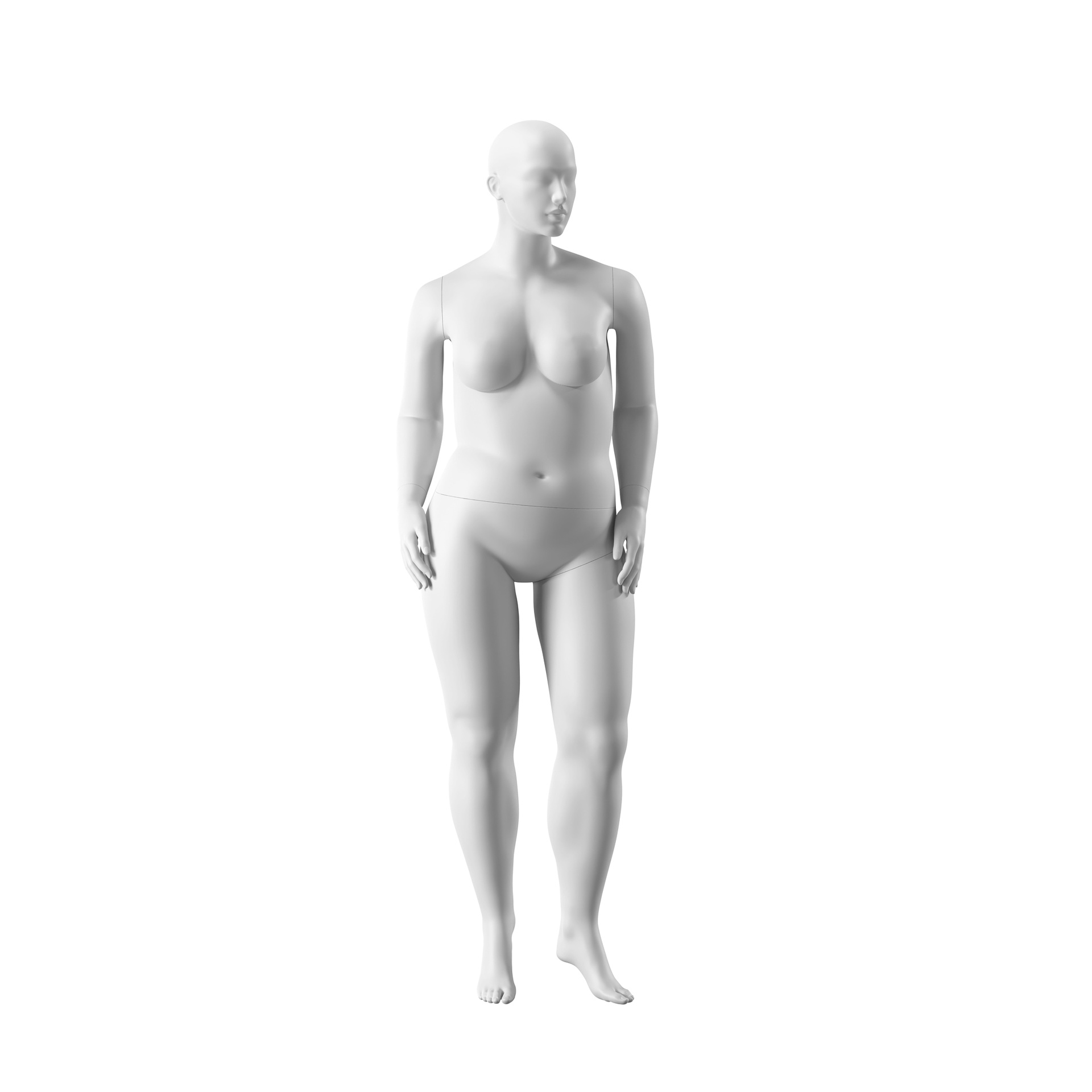 BINK - Mannequin grande taille, femme, tête semi-abstraite, taille EU46, blanc mat, pose debout 11