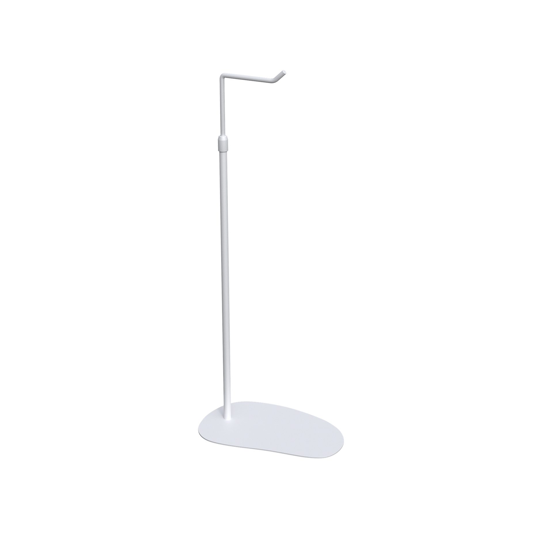 Support en L réglable pour la présentation de maroquinerie, sacs à main et accessoires de mode en métal blanc