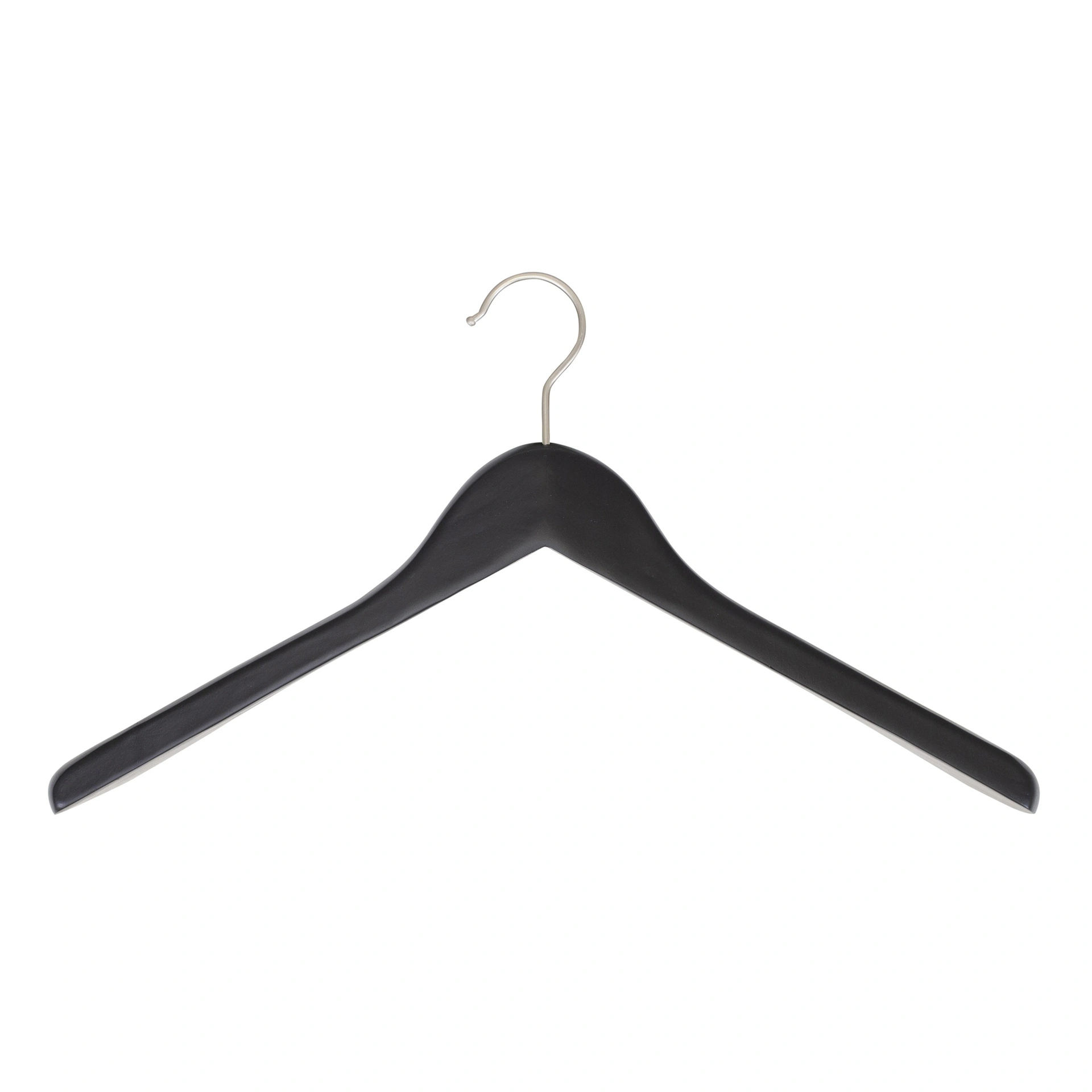 BINK - Schwarzer Kleiderbügel für Mäntel, 5 cm Schulterbreite, 44 cm Breite, Nickelhaken – Karton mit 20 Stück