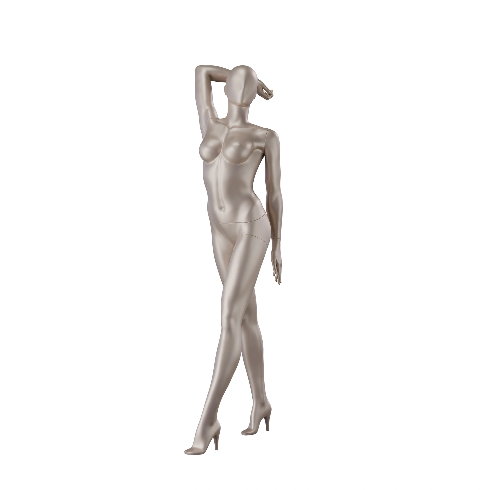 Paspop lingerie dame, B-cup, metallic huidskleur, staande pose 01B