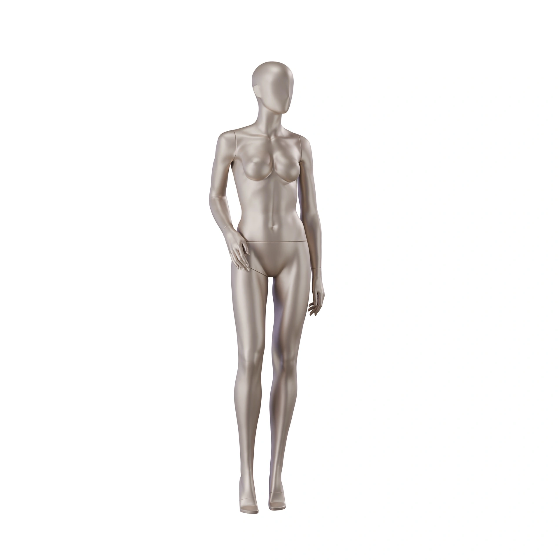Paspop lingerie dame, B-cup, metallic huidskleur, staande pose 02B