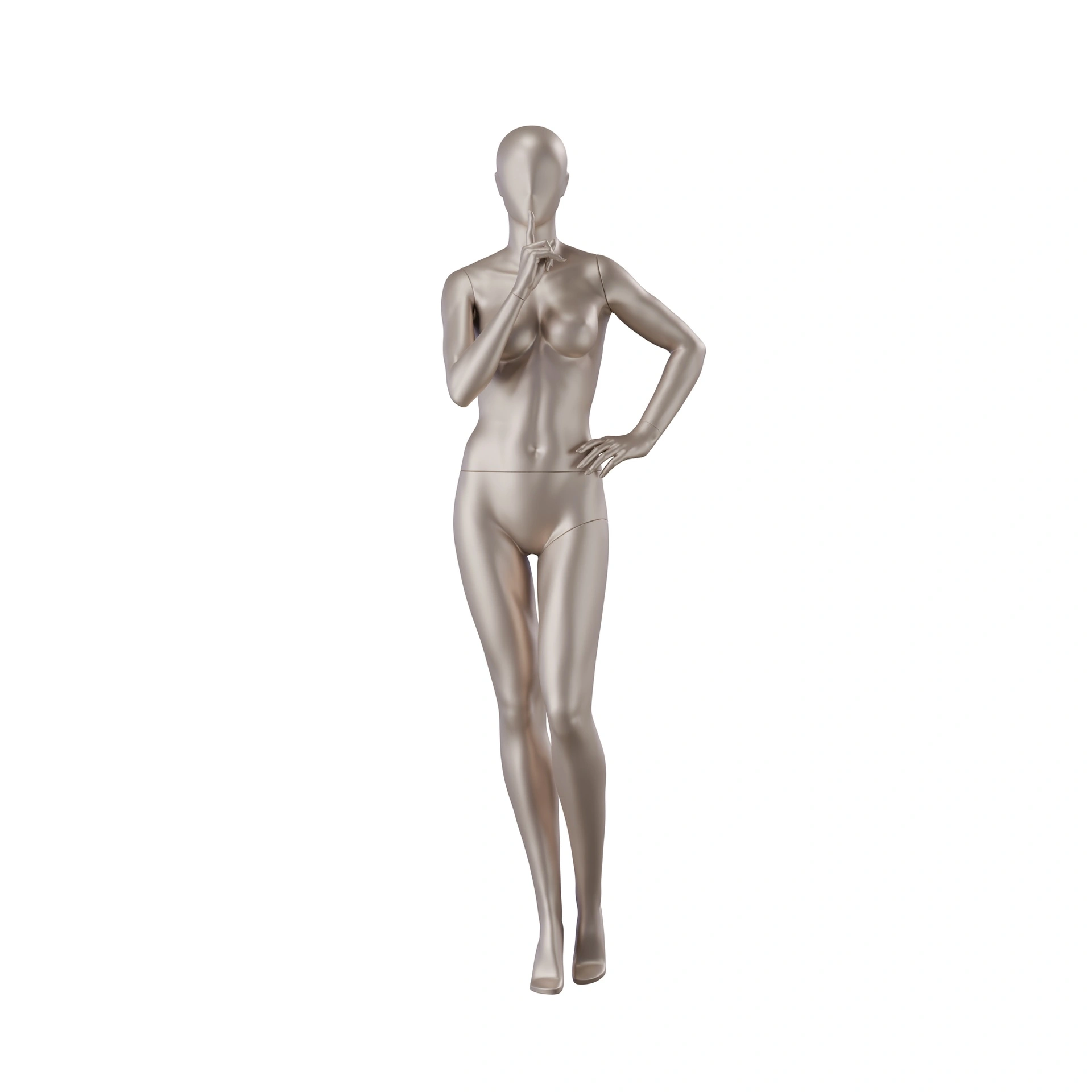 Paspop lingerie dame, B-cup, metallic huidskleur, staande pose 05B