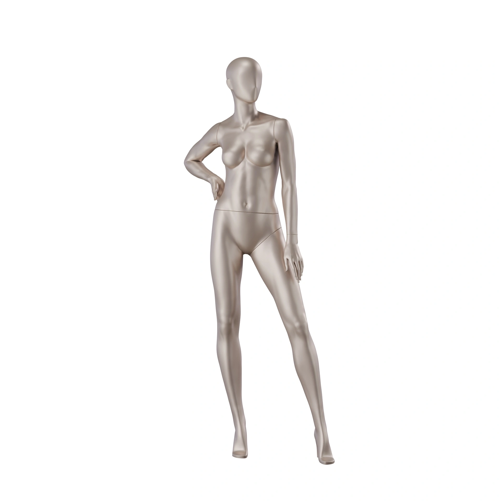 Paspop lingerie dame, B-cup, metallic huidskleur, staande pose 06B