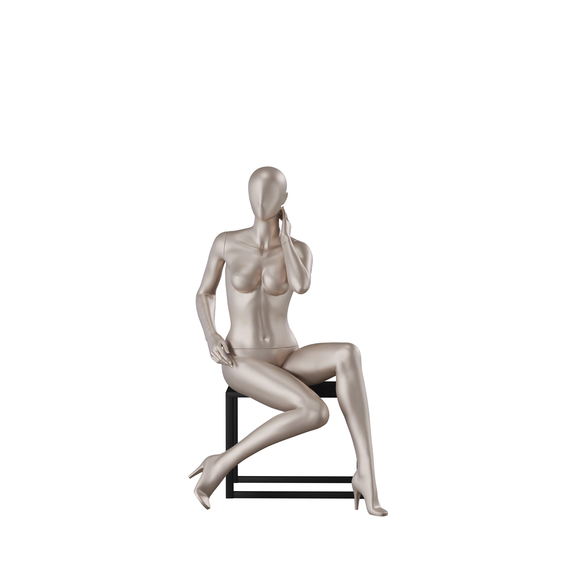 Paspop lingerie dame, B-cup, metallic huidskleur, zittende pose 08B