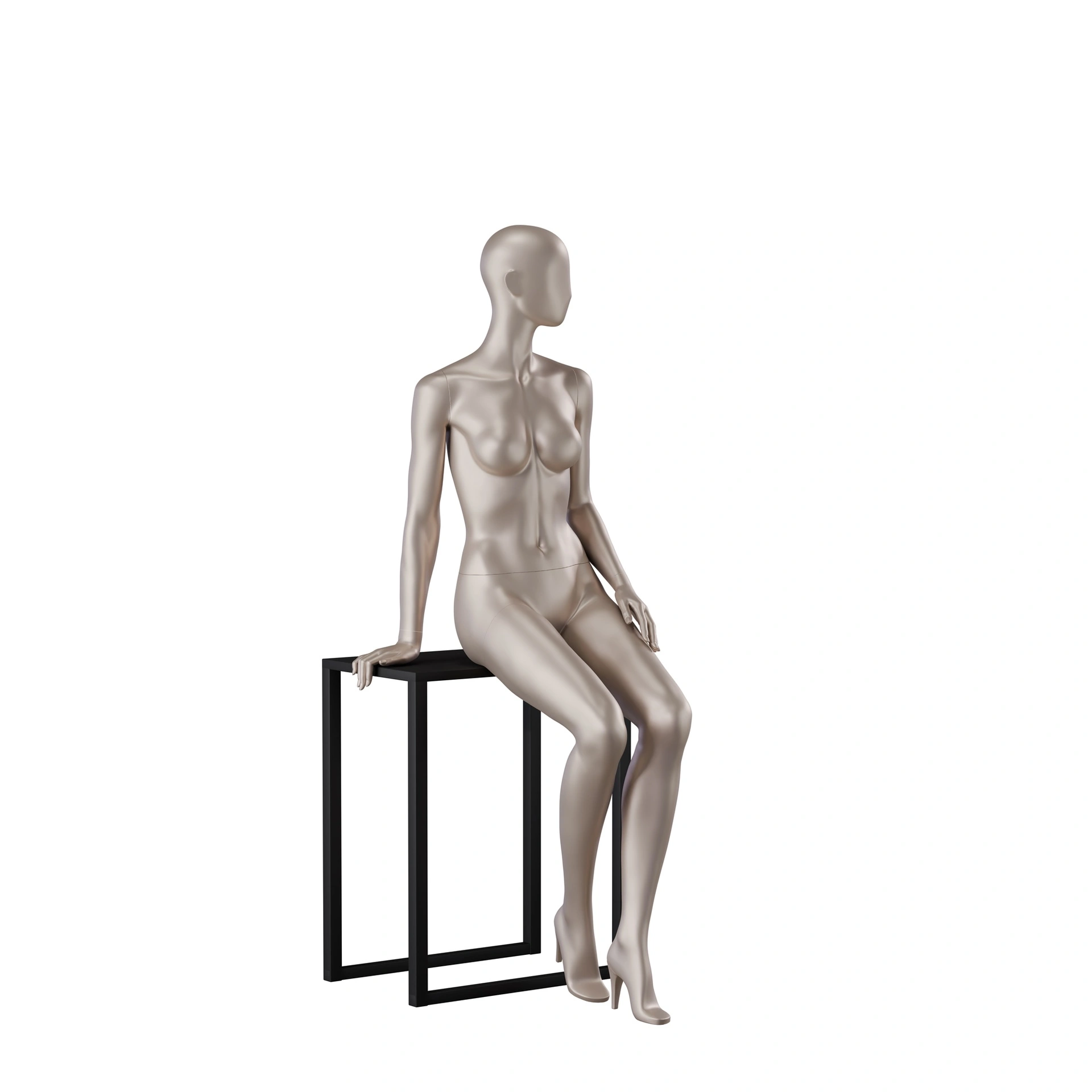 Paspop lingerie dame, B-cup, metallic huidskleur, zittende pose 10B