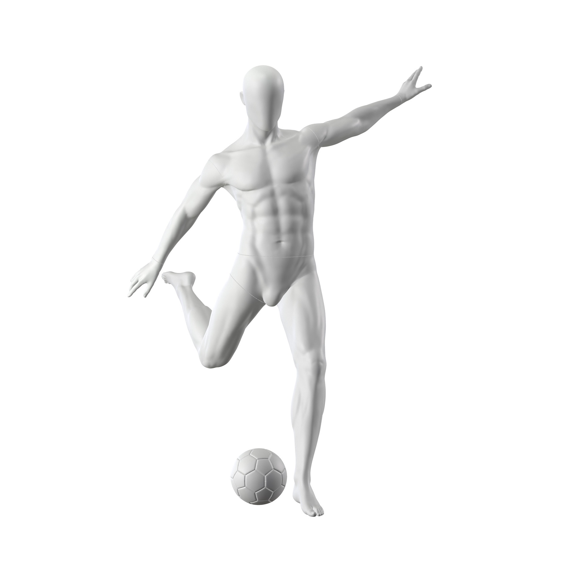 BINK - Fußball Schaufensterpuppe Herr, grau, abstrakter Kopf, stehende Pose 323