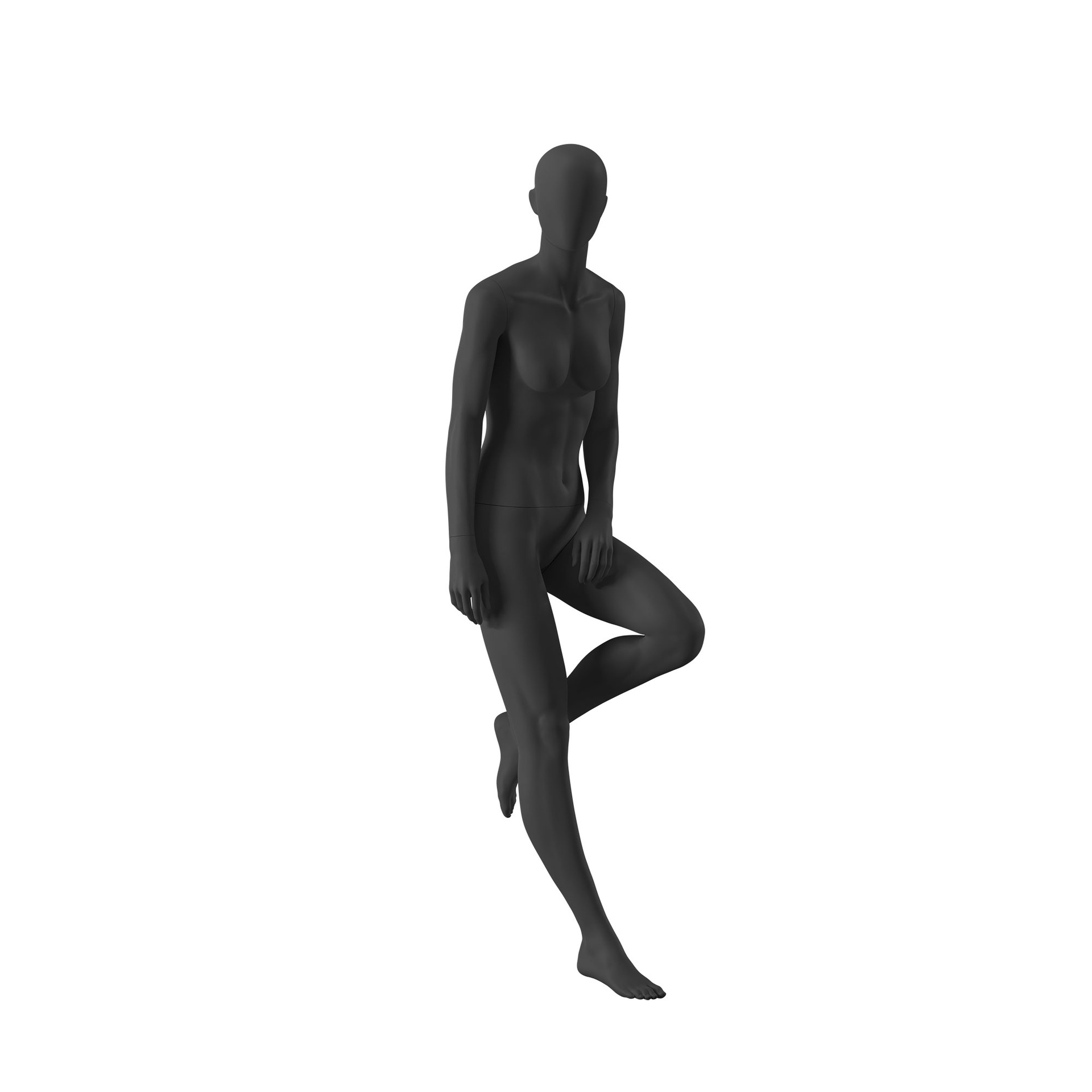 BINK - Maniquí realista de color negro mujer, estilo urbano, cabeza abstracta, postura de pie 007