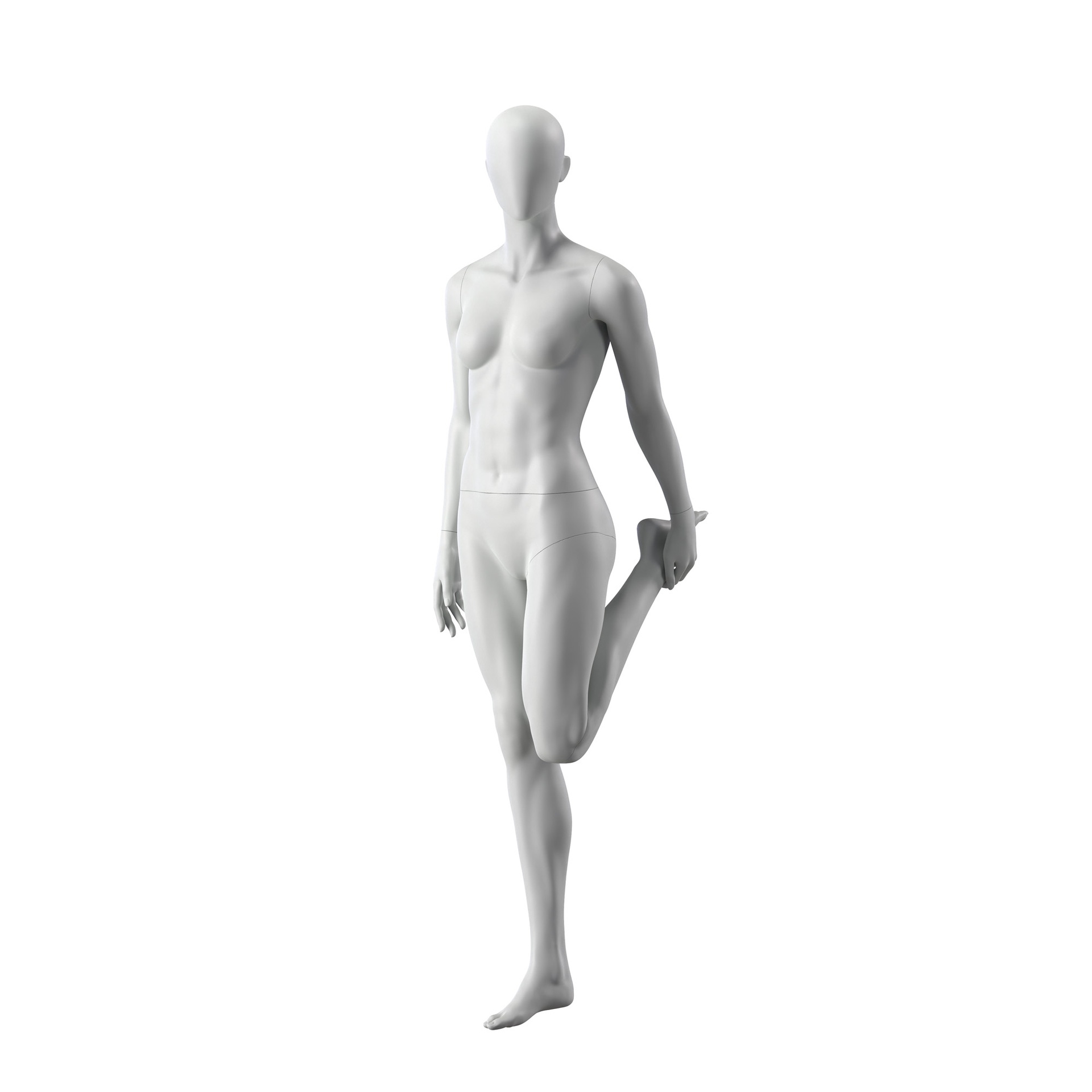 BINK - Stretch Schaufensterpuppe Dame, grau, abstrakter Kopf, stehende Pose 03