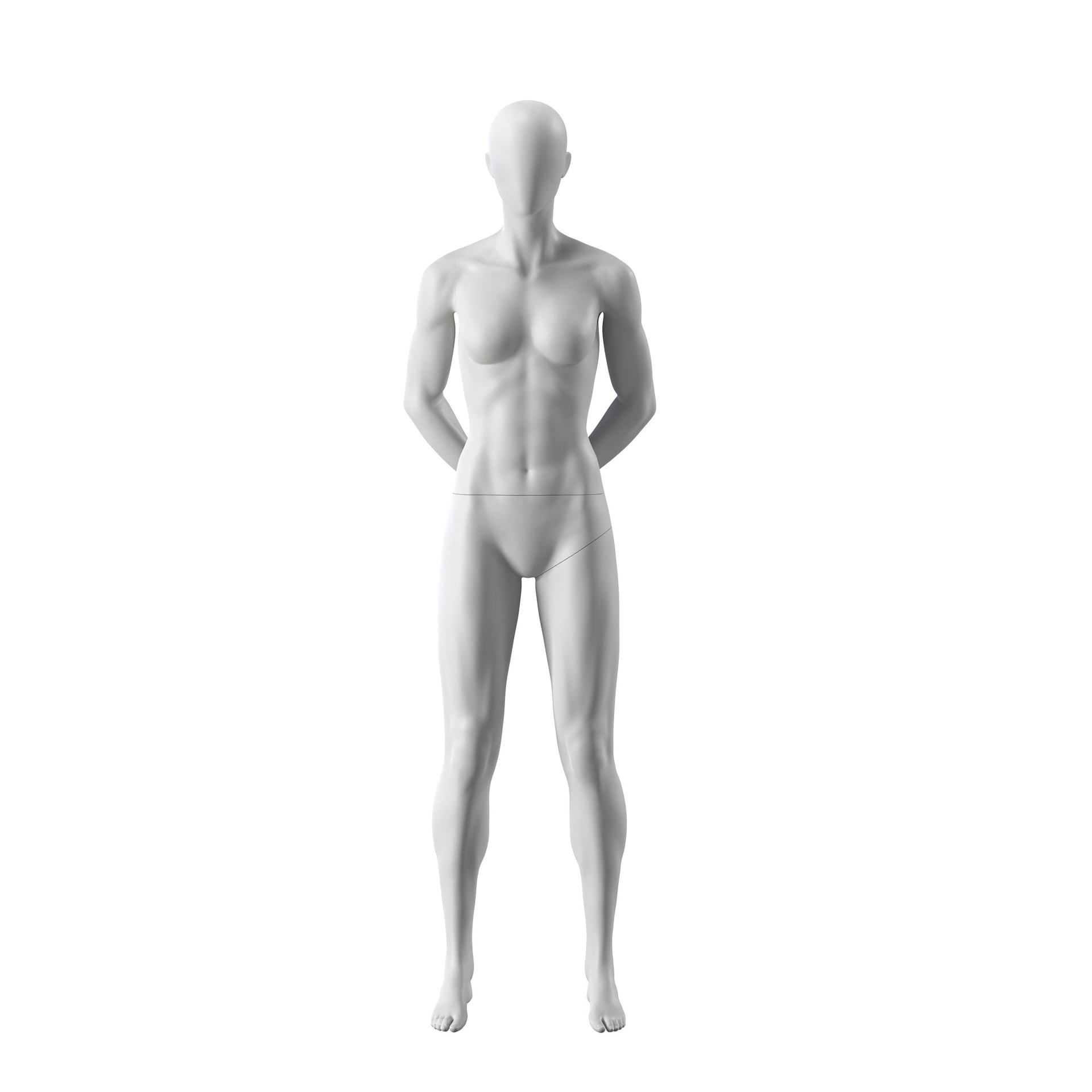 BINK - Mannequin sportif, femme, gris, tête abstraite, pose debout 15