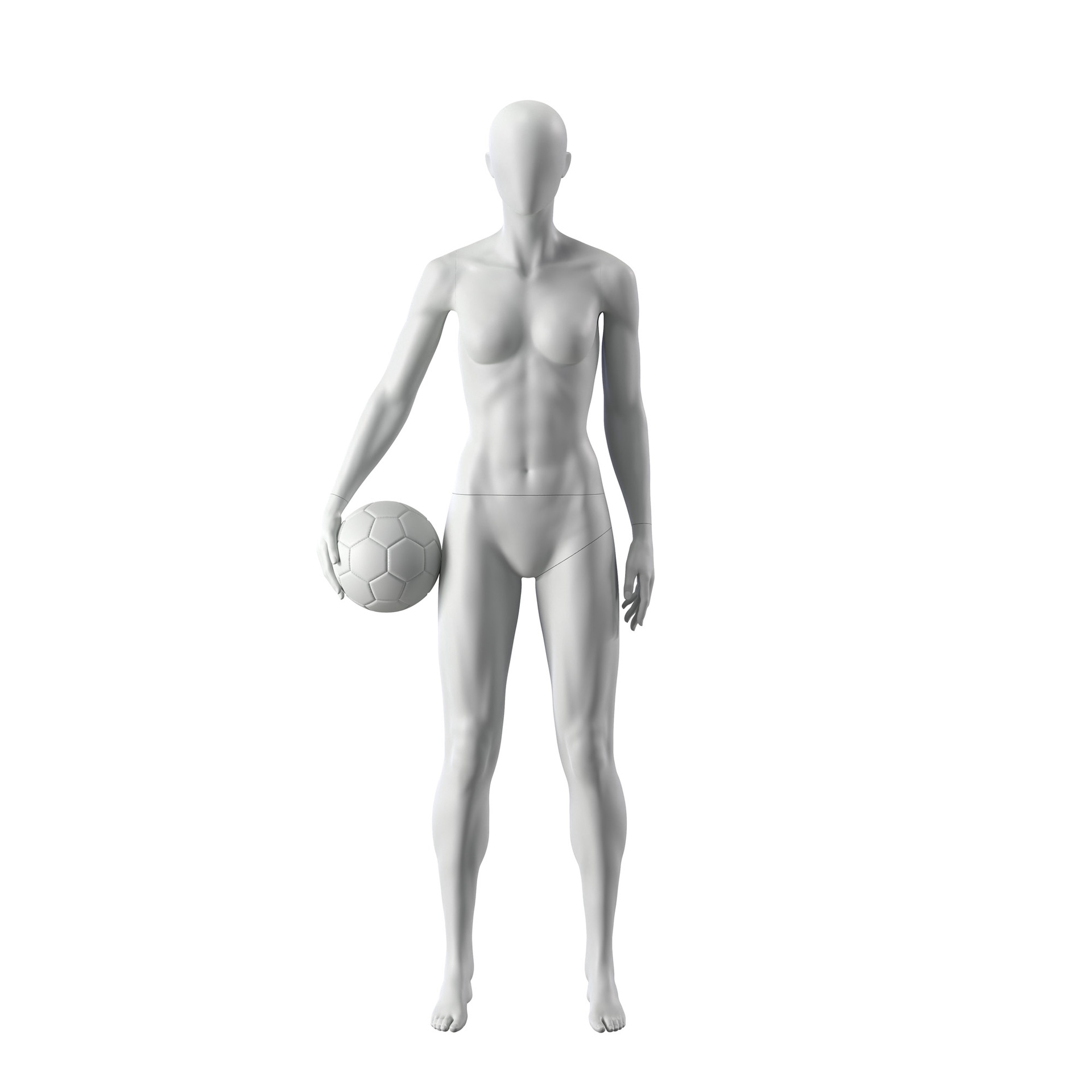BINK - Maniquí de deporte fútbol, mujer, gris, cabeza abstracta, postura de pie 16